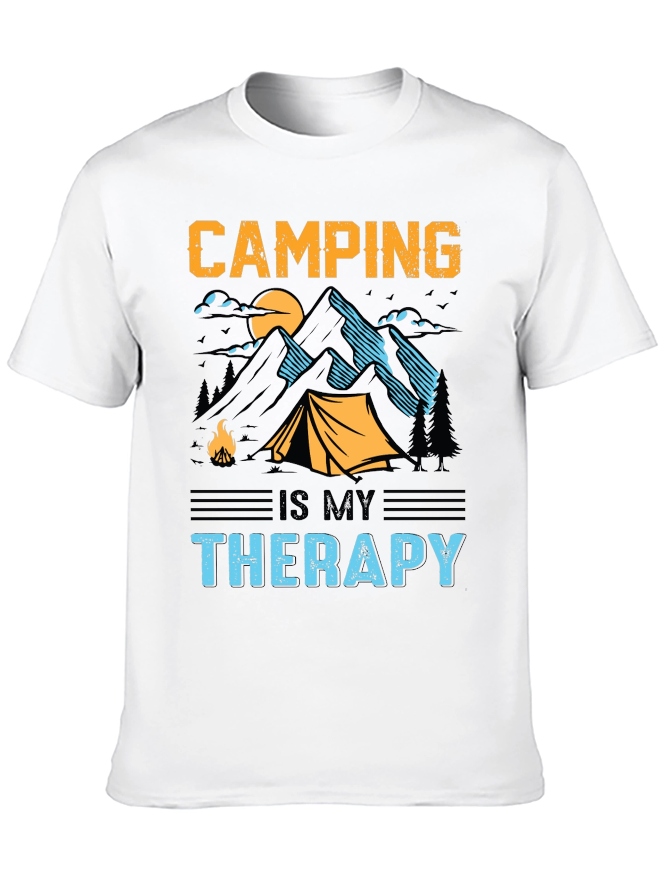 Camping is My Therapy Black Graphic T-Shirt