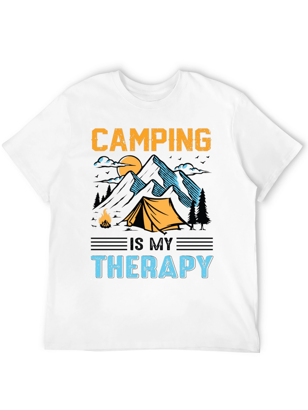 Camping is My Therapy Black Graphic T-Shirt