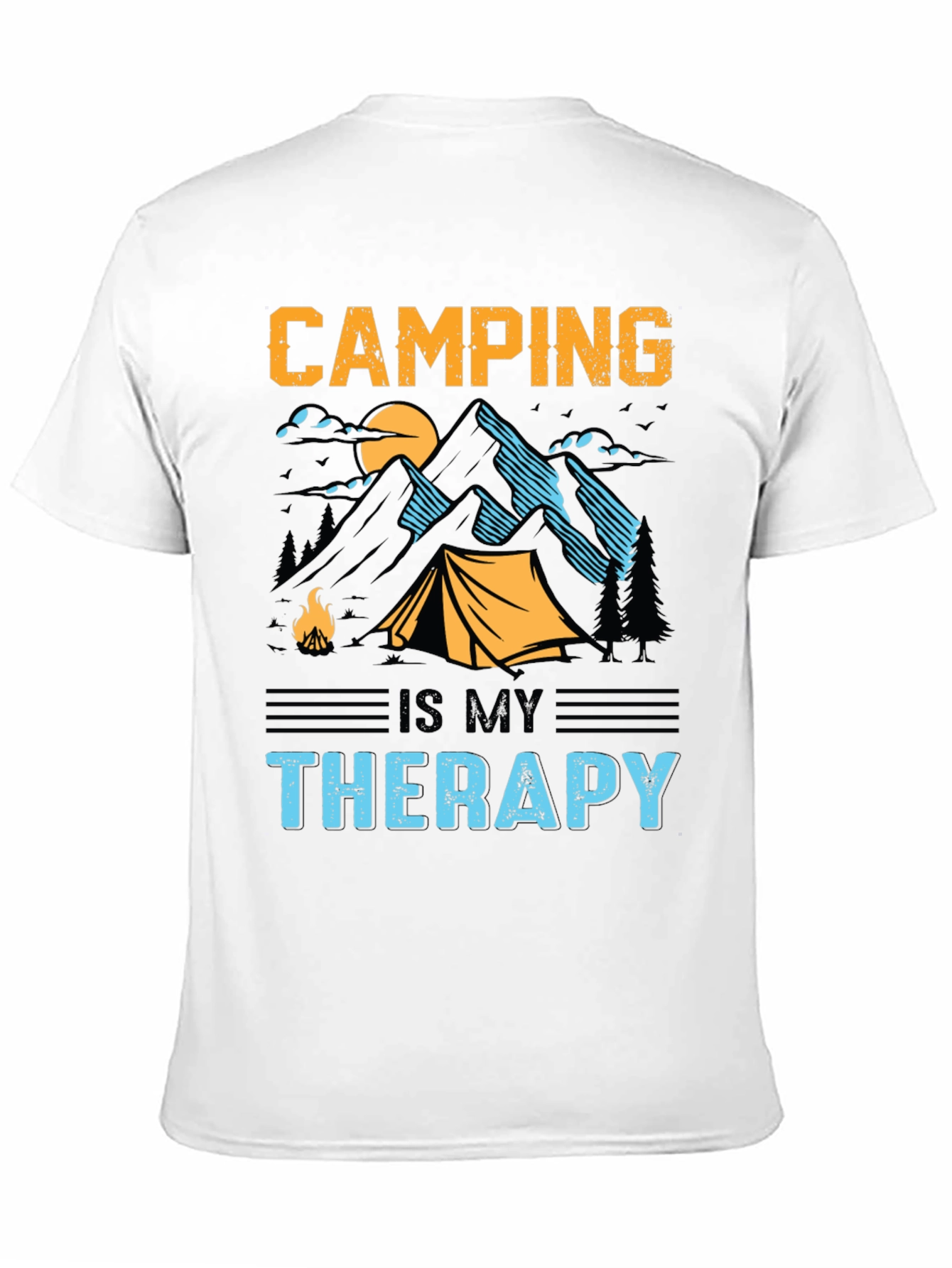 Camping is My Therapy Black Graphic T-Shirt
