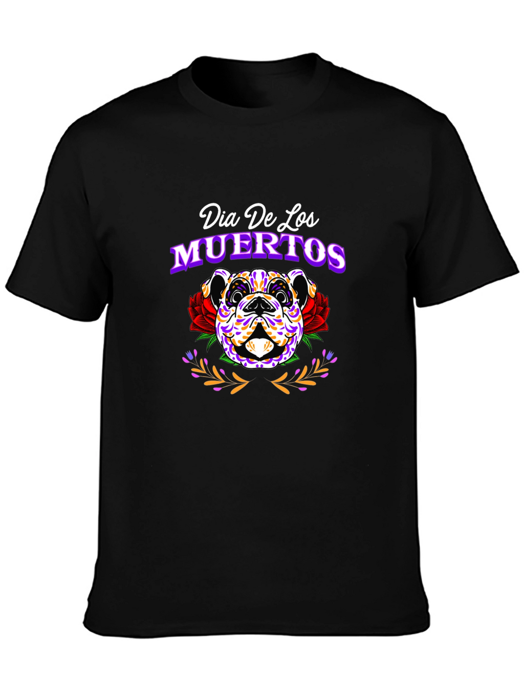Dia De Los Muertos Bulldog Graphic T-Shirt