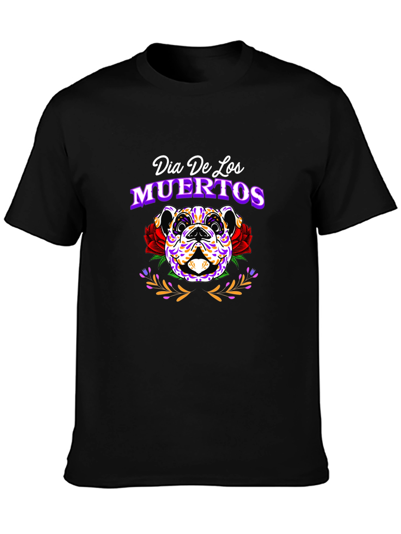Dia De Los Muertos Bulldog Graphic T-Shirt