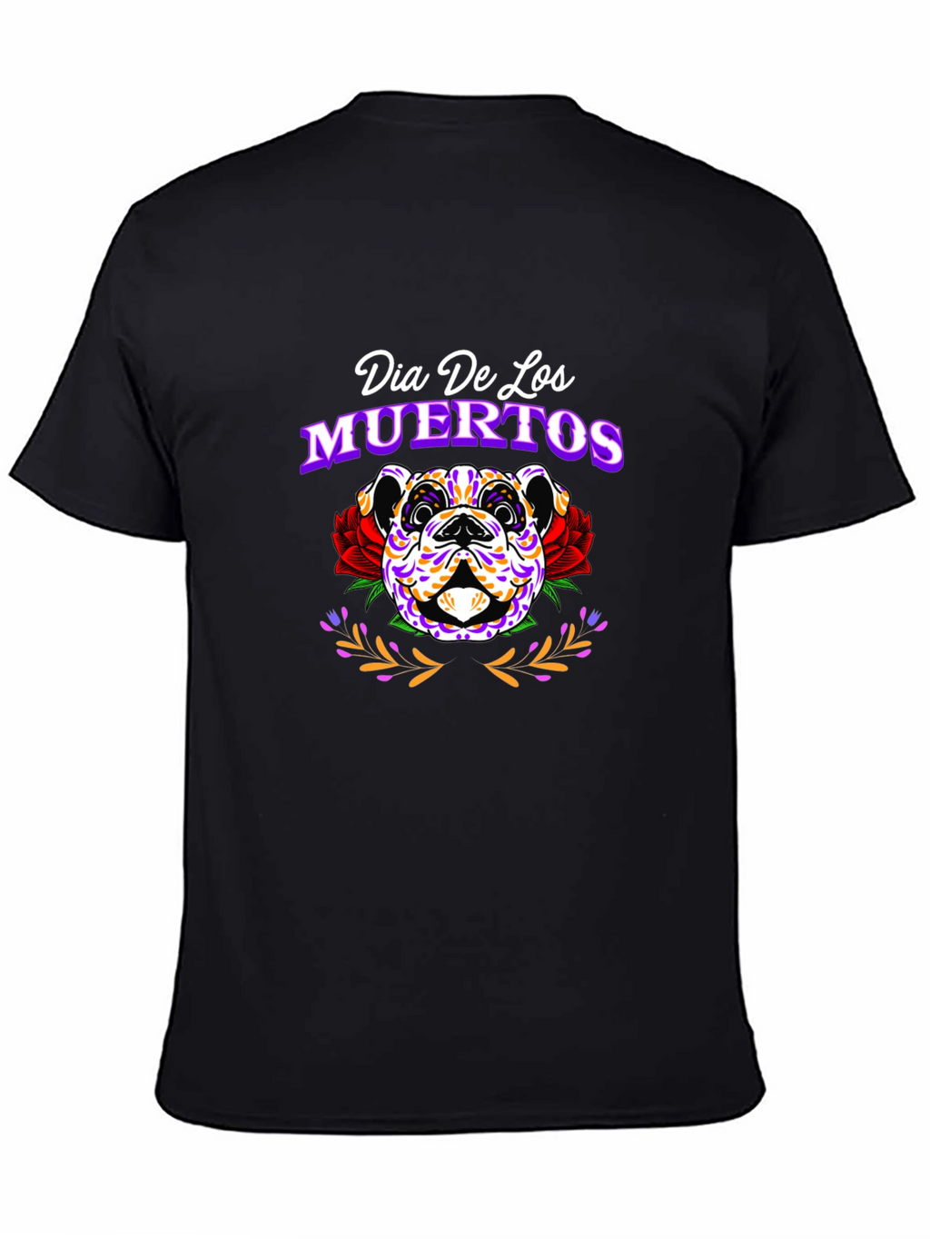 Dia De Los Muertos Bulldog Graphic T-Shirt