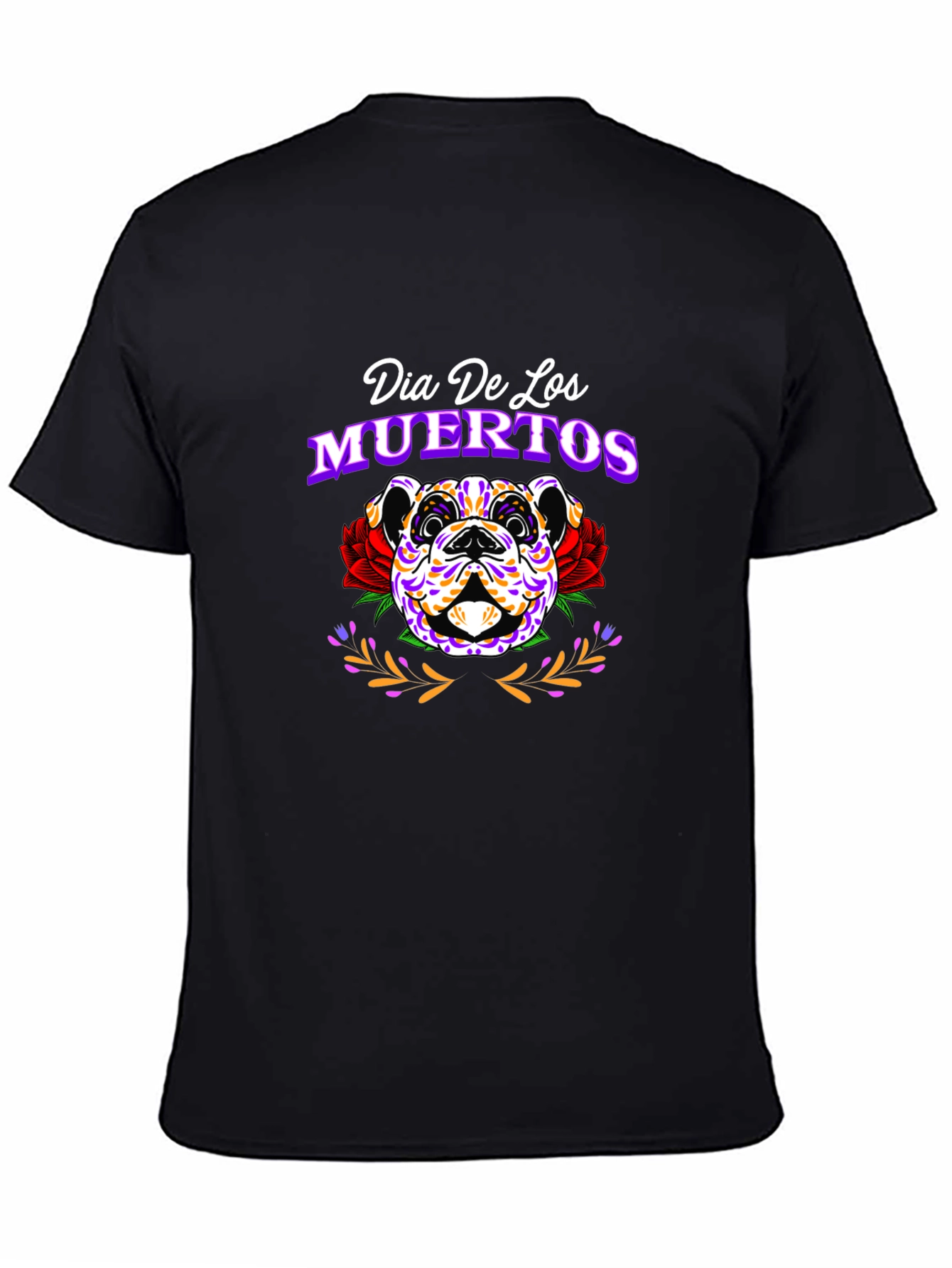 Dia De Los Muertos Bulldog Graphic T-Shirt