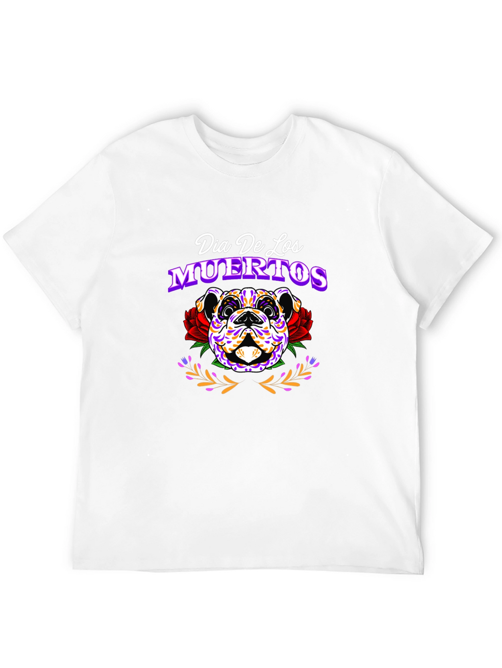 Dia De Los Muertos Bulldog Graphic T-Shirt