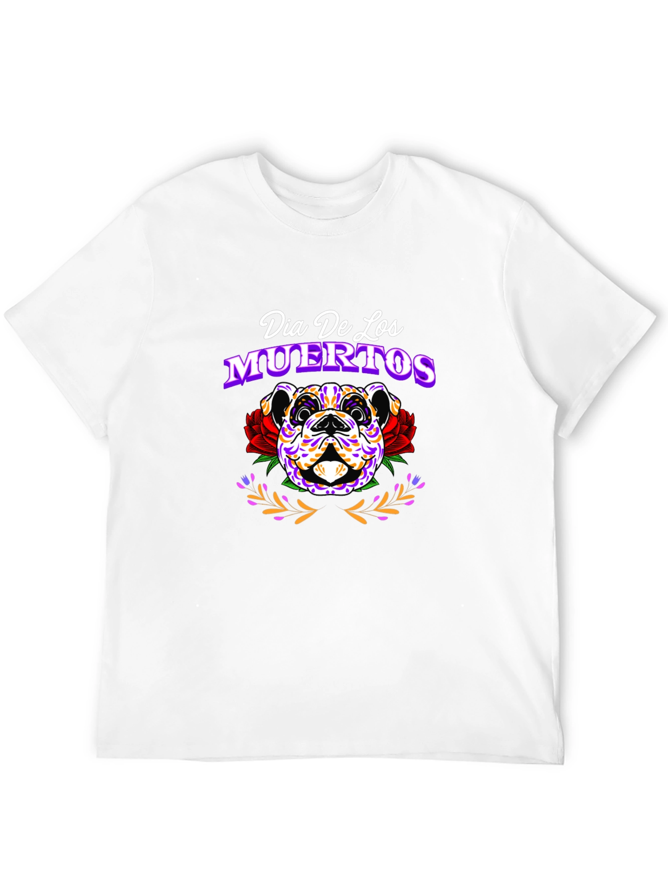 Dia De Los Muertos Bulldog Graphic T-Shirt