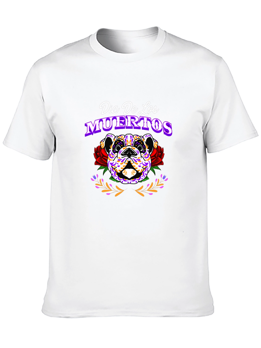 Dia De Los Muertos Bulldog Graphic T-Shirt