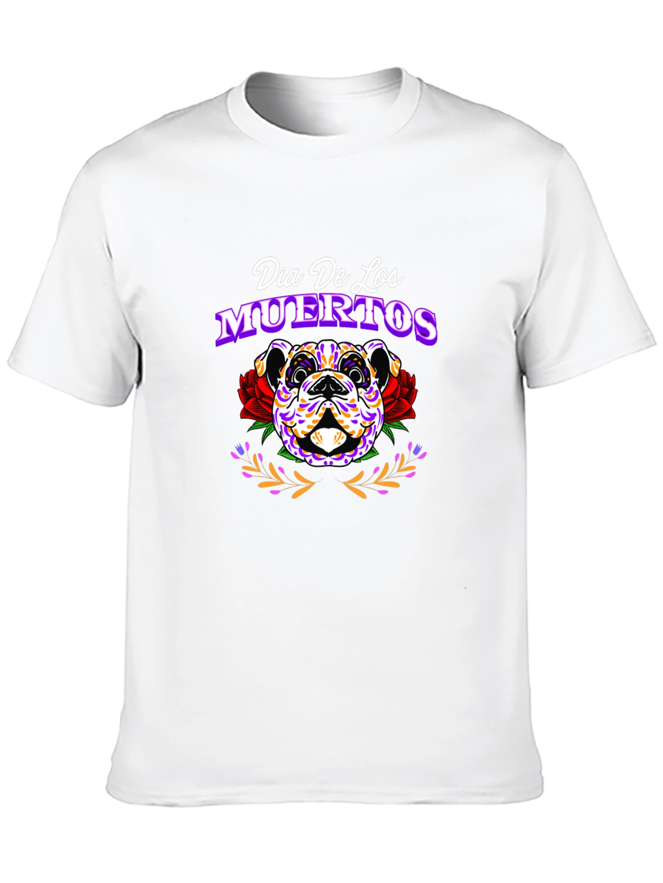 Dia De Los Muertos Bulldog Graphic T-Shirt