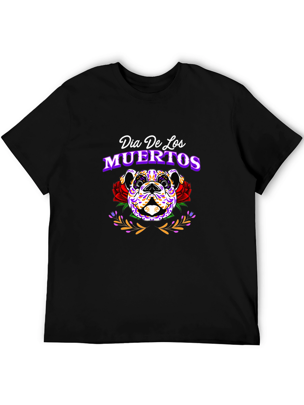 Dia De Los Muertos Bulldog Graphic T-Shirt