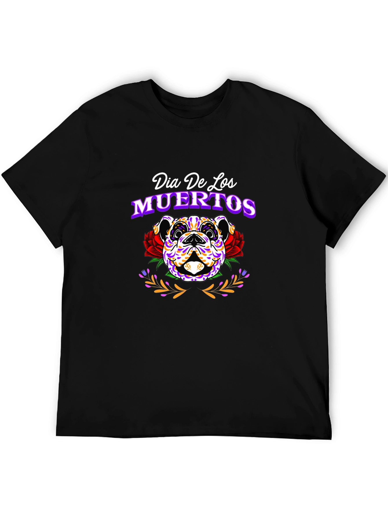 Dia De Los Muertos Bulldog Graphic T-Shirt