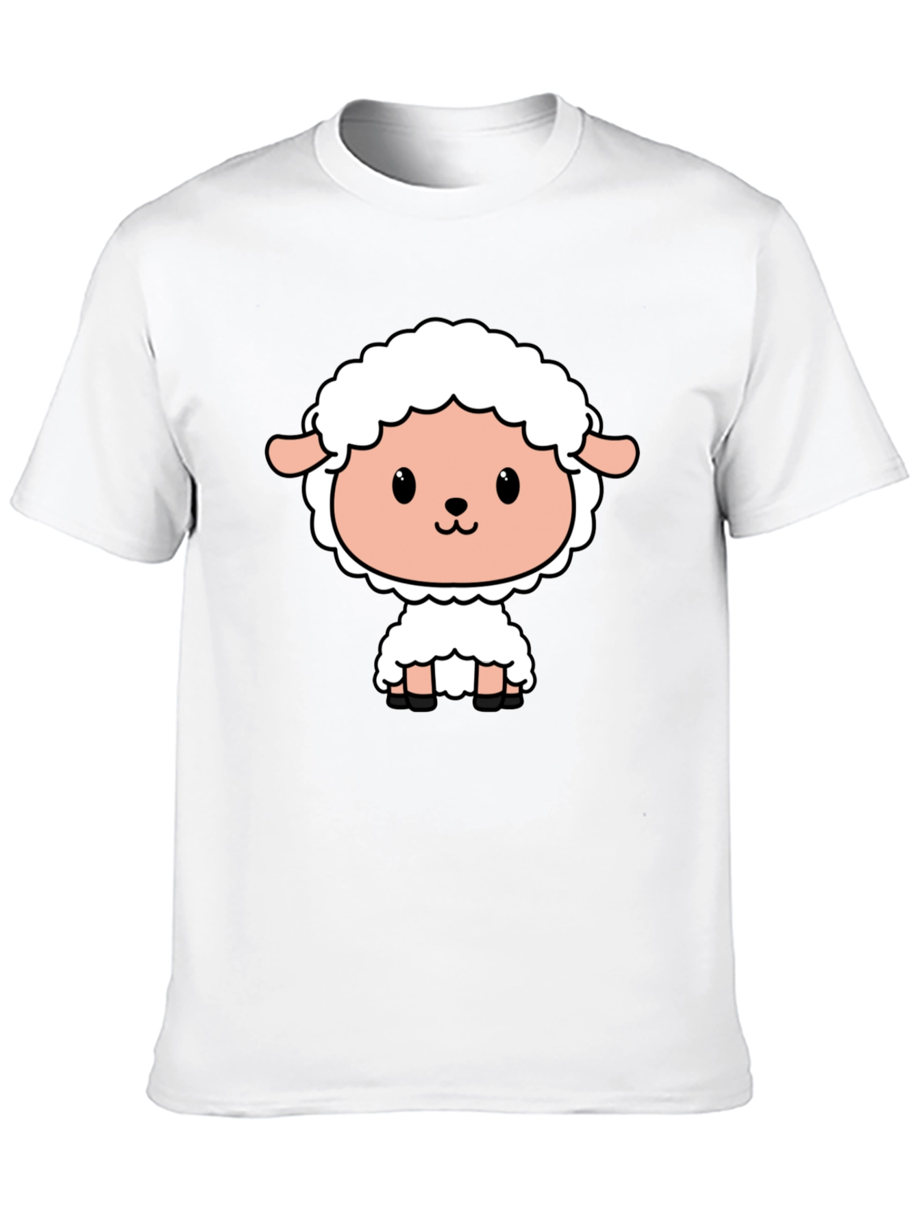 Cute Cartoon Sheep Black T-Shirt