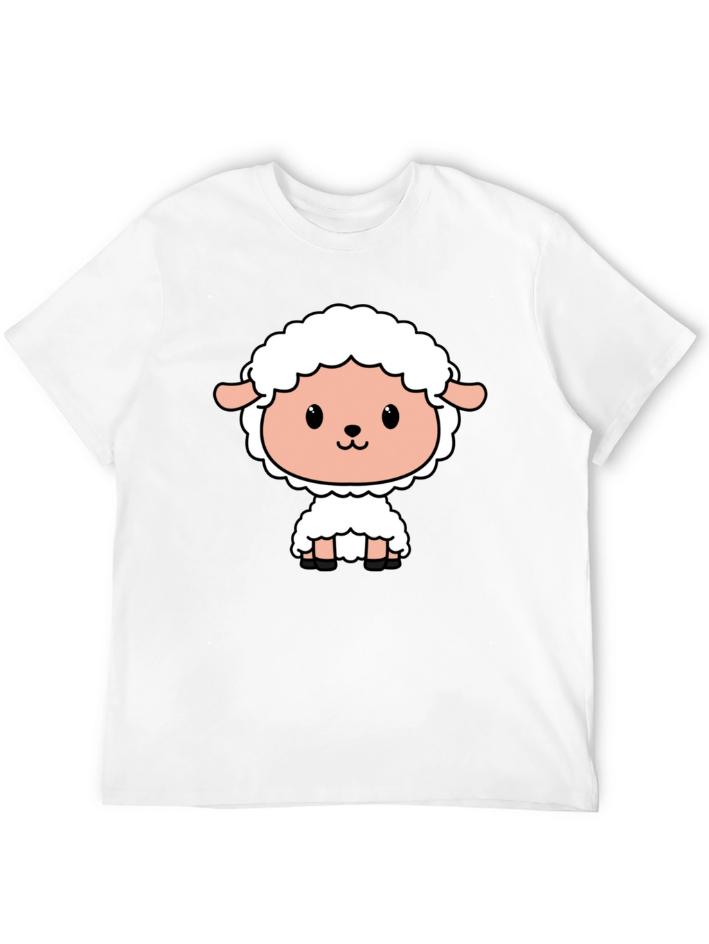 Cute Cartoon Sheep Black T-Shirt