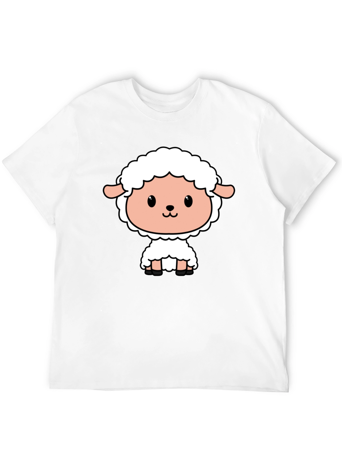 Cute Cartoon Sheep Black T-Shirt