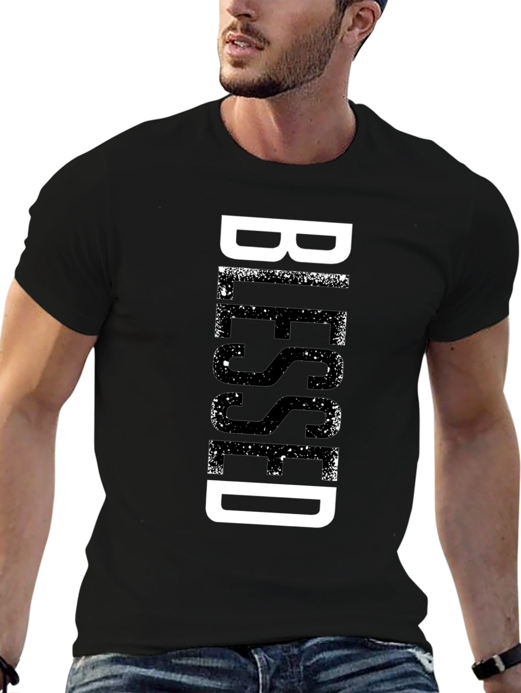 Blessed Graphic Print Black T-Shirt