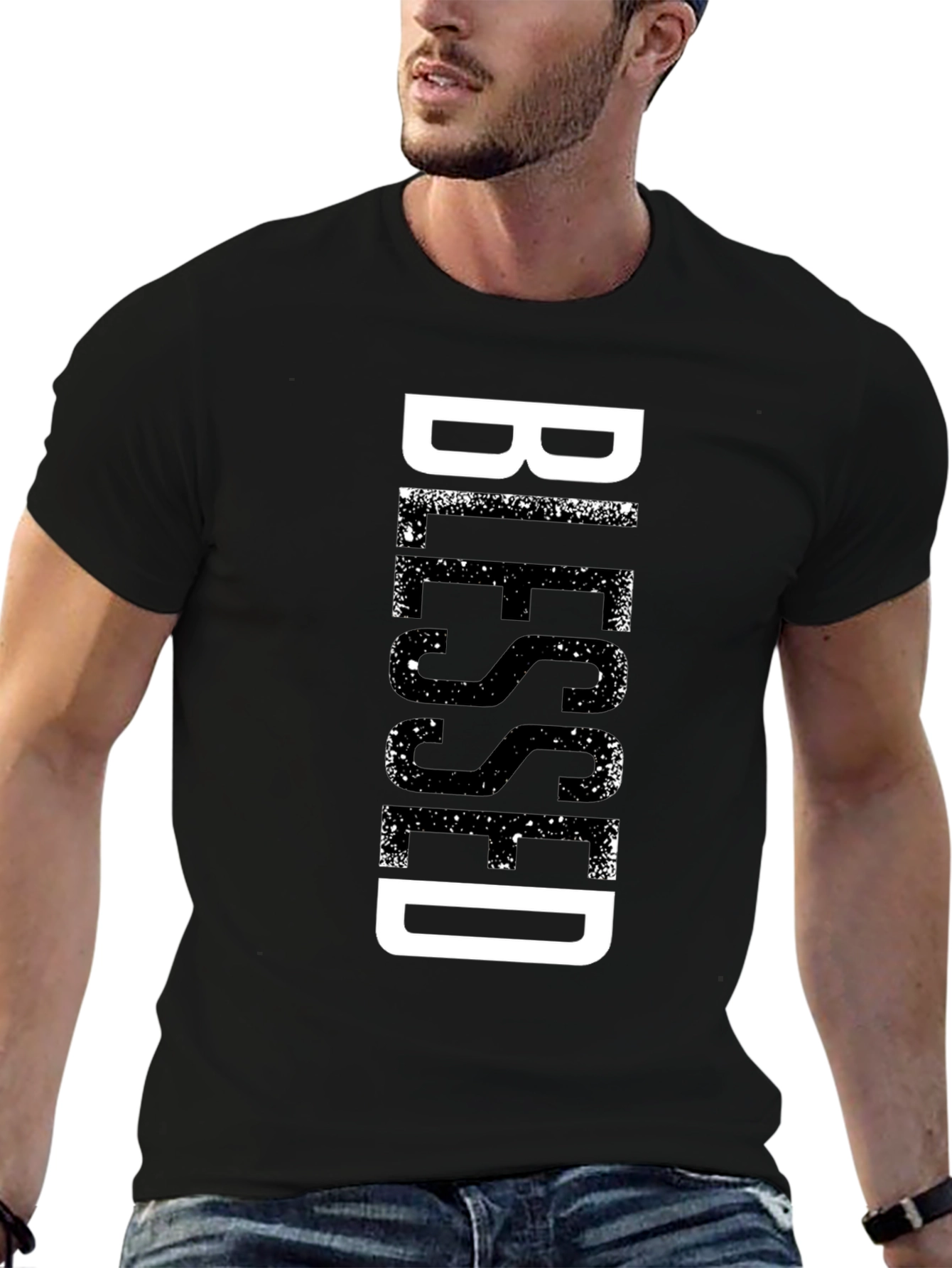 Blessed Graphic Print Black T-Shirt