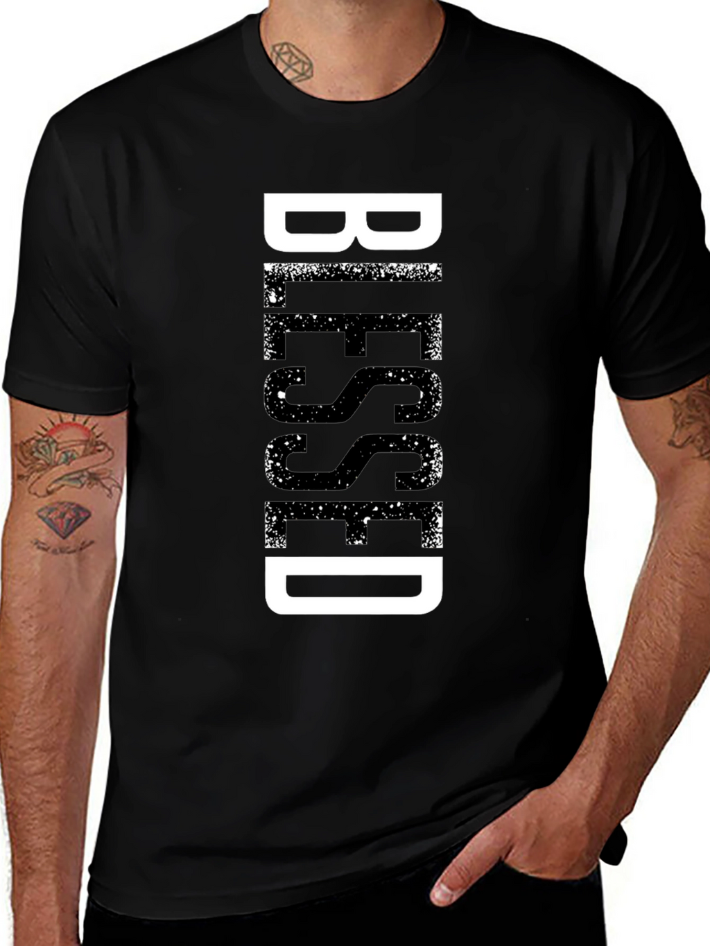 Blessed Graphic Print Black T-Shirt