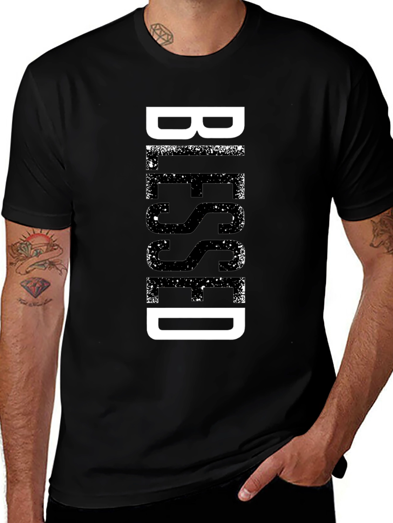 Blessed Graphic Print Black T-Shirt