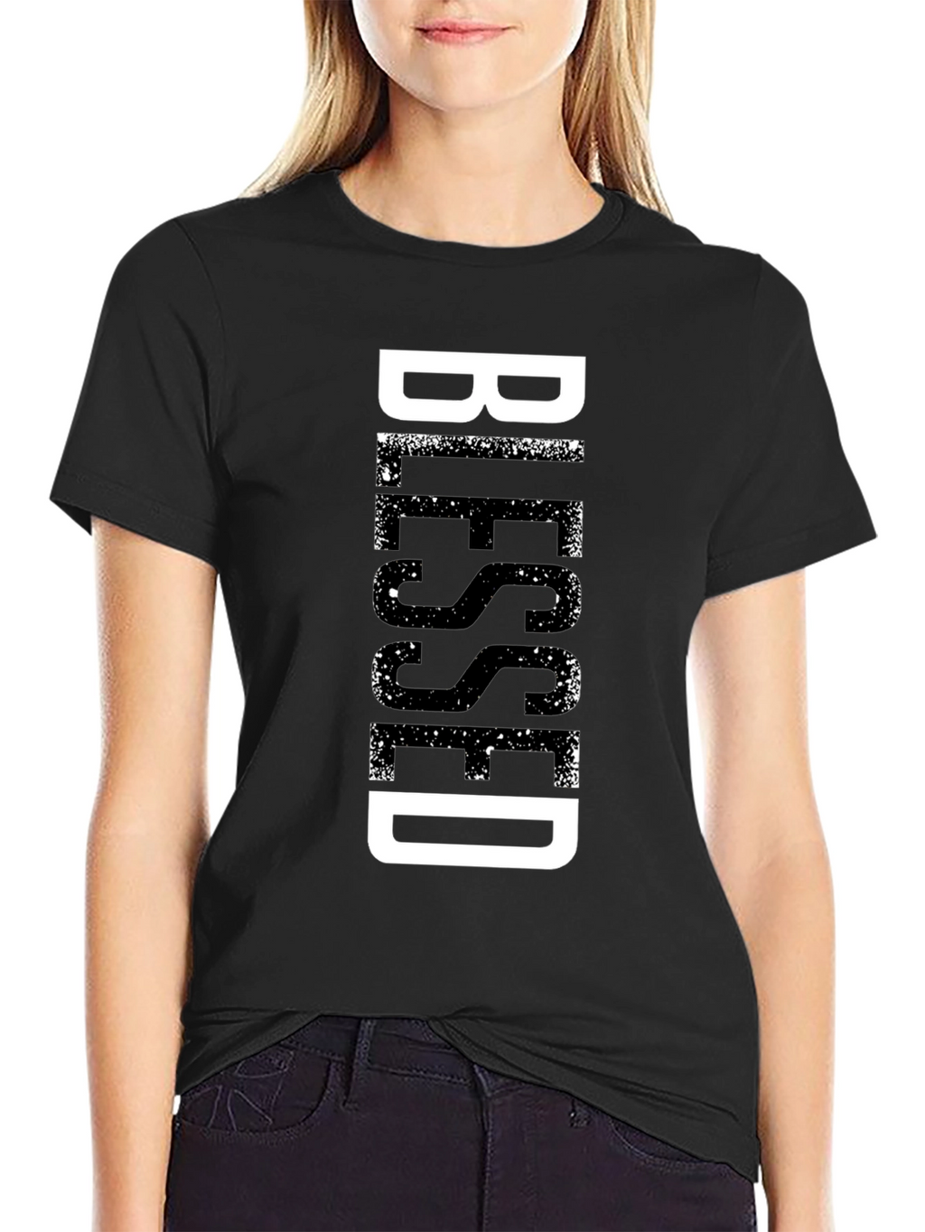 Blessed Graphic Print Black T-Shirt