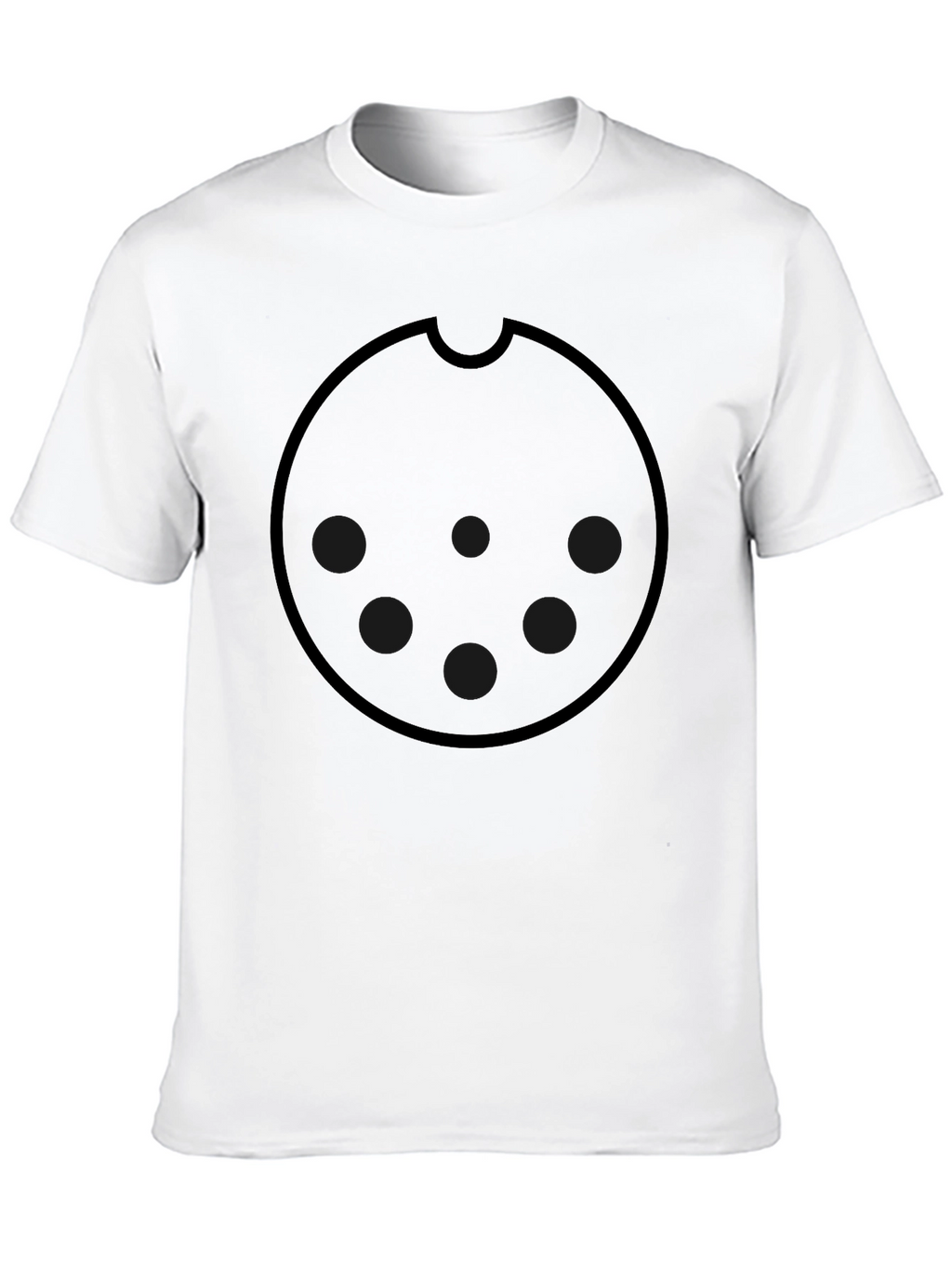 Graphic Black Tee with Round Cookie Design
