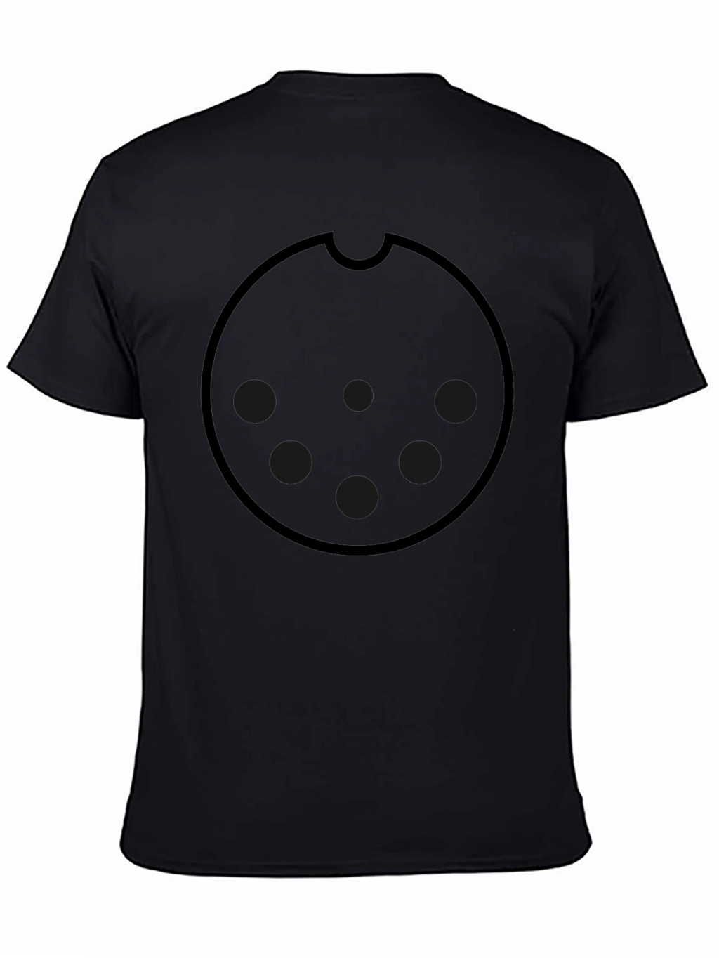 Graphic Black Tee with Round Cookie Design