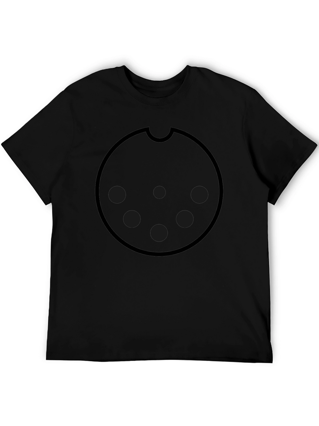Graphic Black Tee with Round Cookie Design