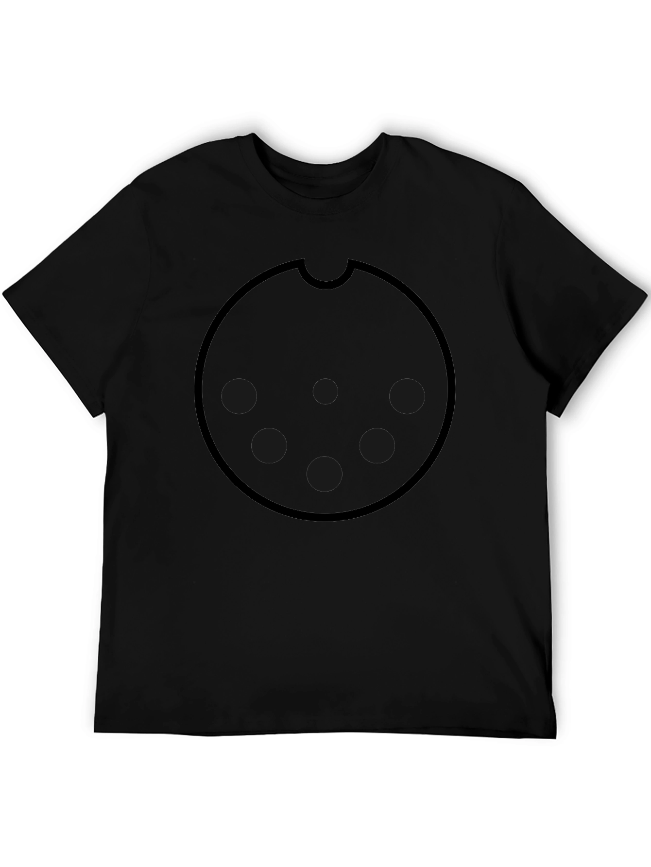 Graphic Black Tee with Round Cookie Design