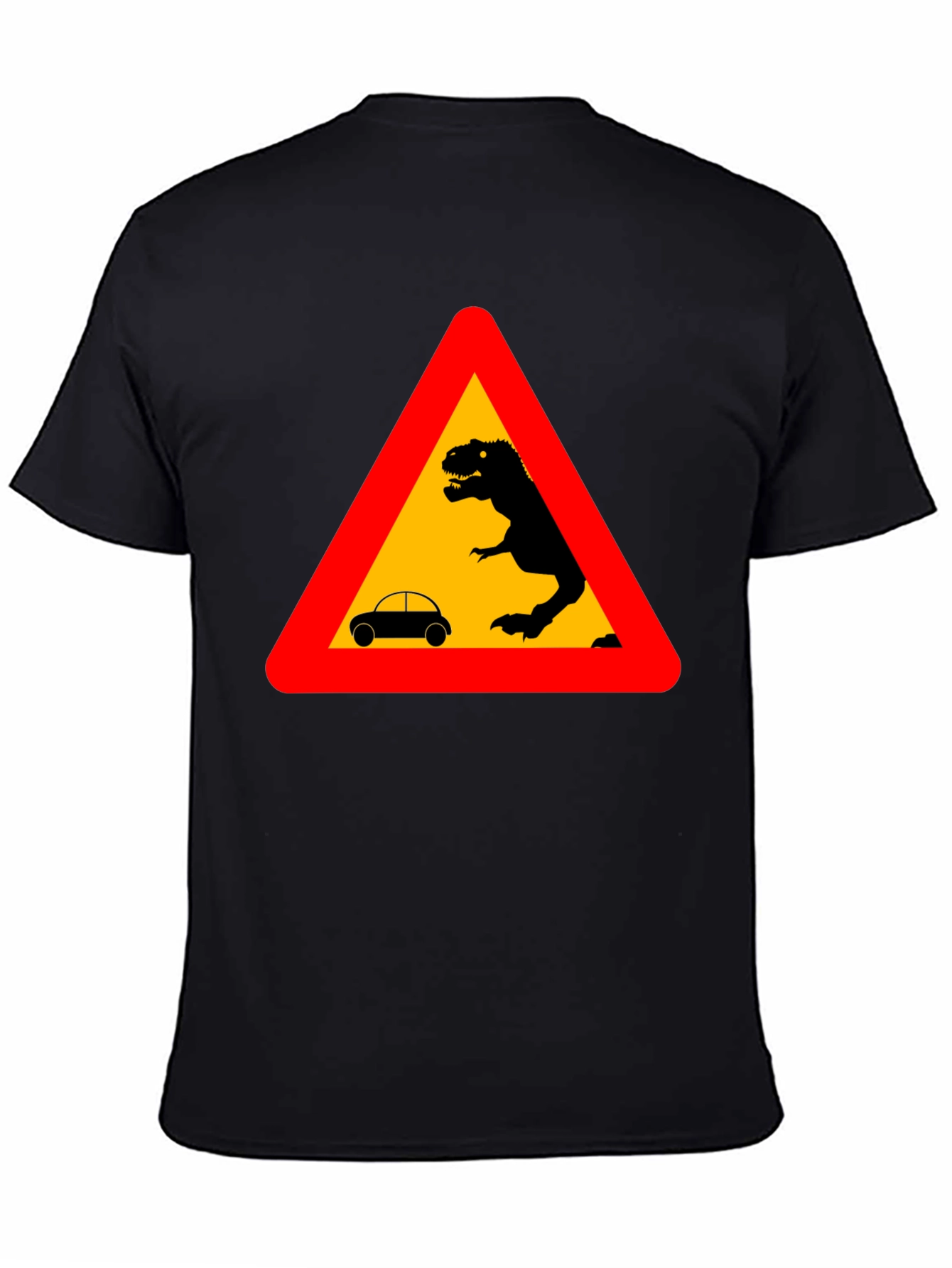 Dinosaur Warning T-Shirt - Black Novelty Tee