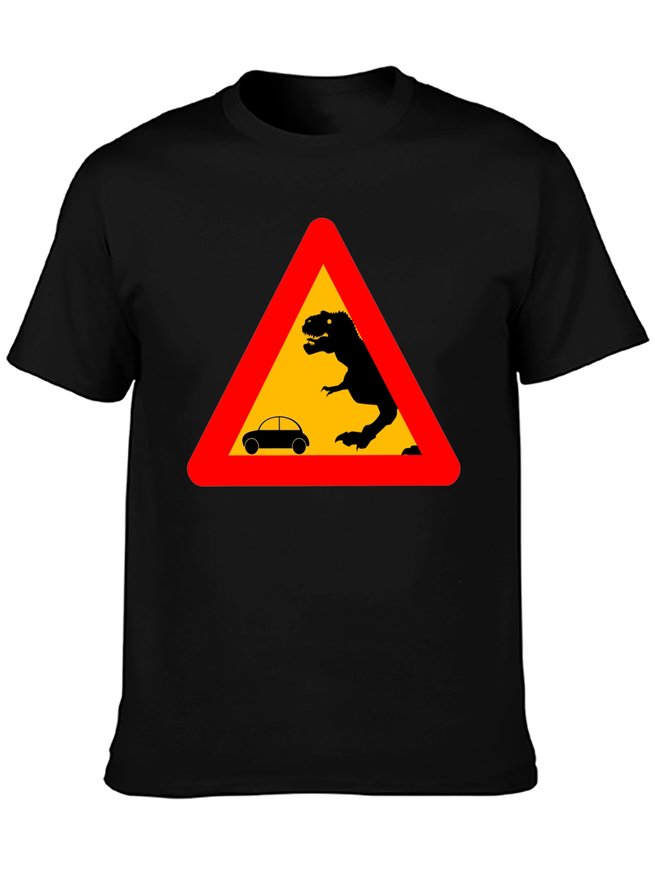 Dinosaur Warning T-Shirt - Black Novelty Tee