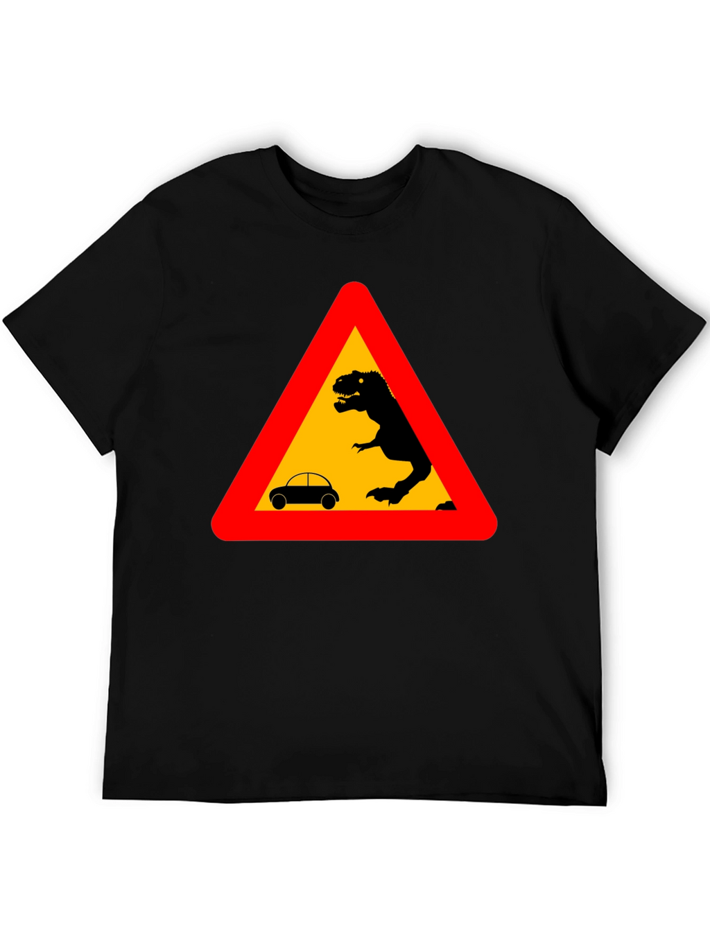 Dinosaur Warning T-Shirt - Black Novelty Tee