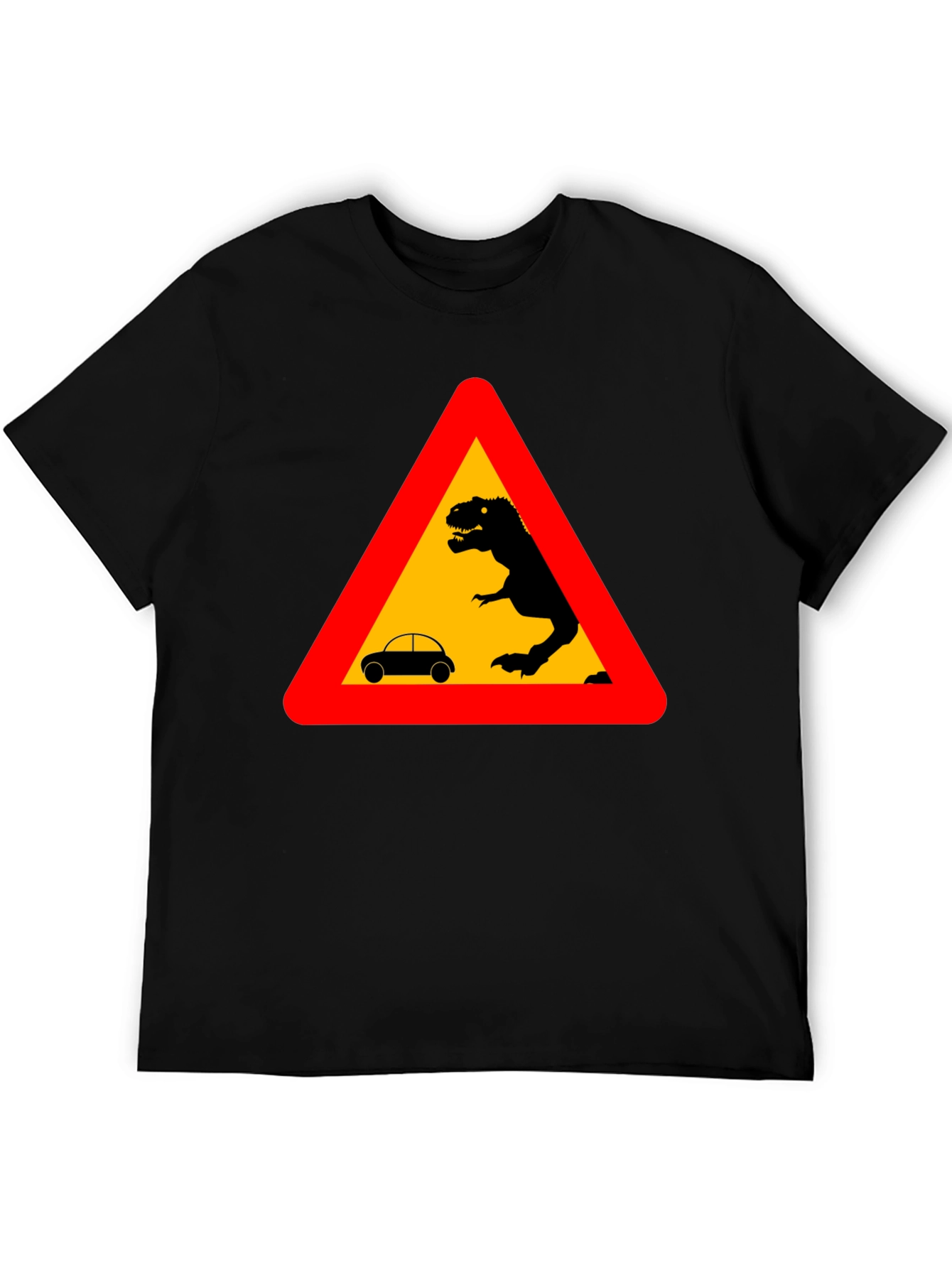 Dinosaur Warning T-Shirt - Black Novelty Tee