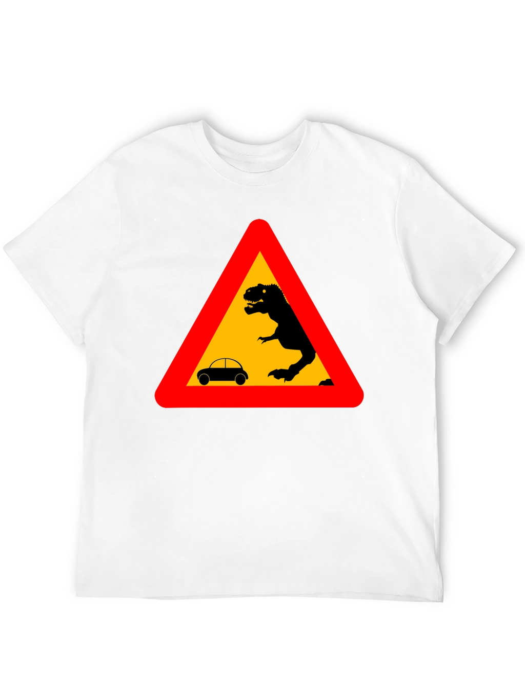 Dinosaur Warning T-Shirt - Black Novelty Tee