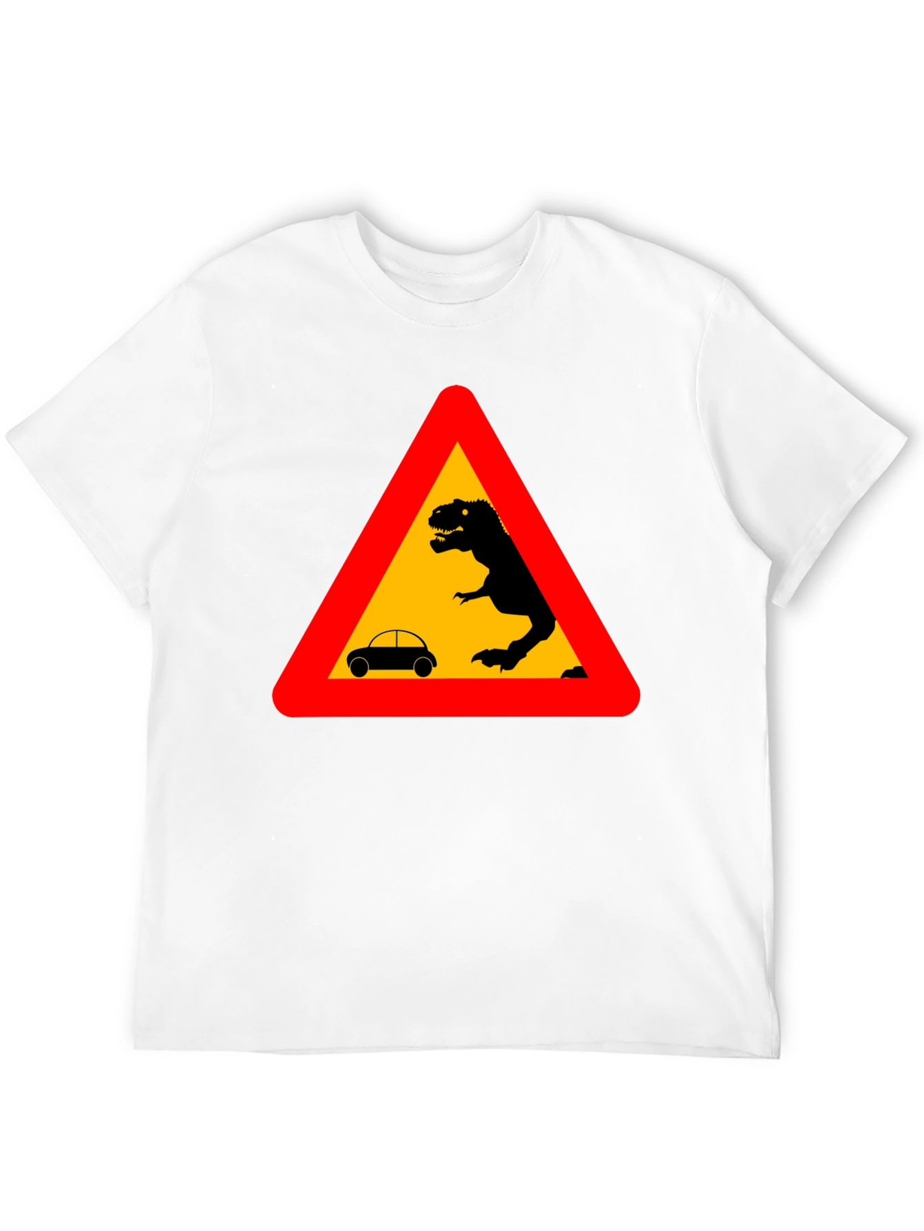Dinosaur Warning T-Shirt - Black Novelty Tee