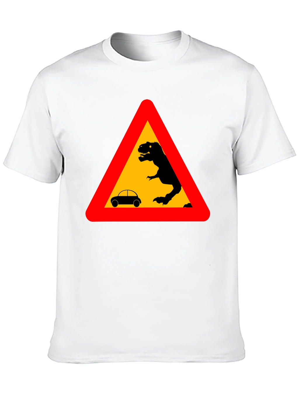 Dinosaur Warning T-Shirt - Black Novelty Tee