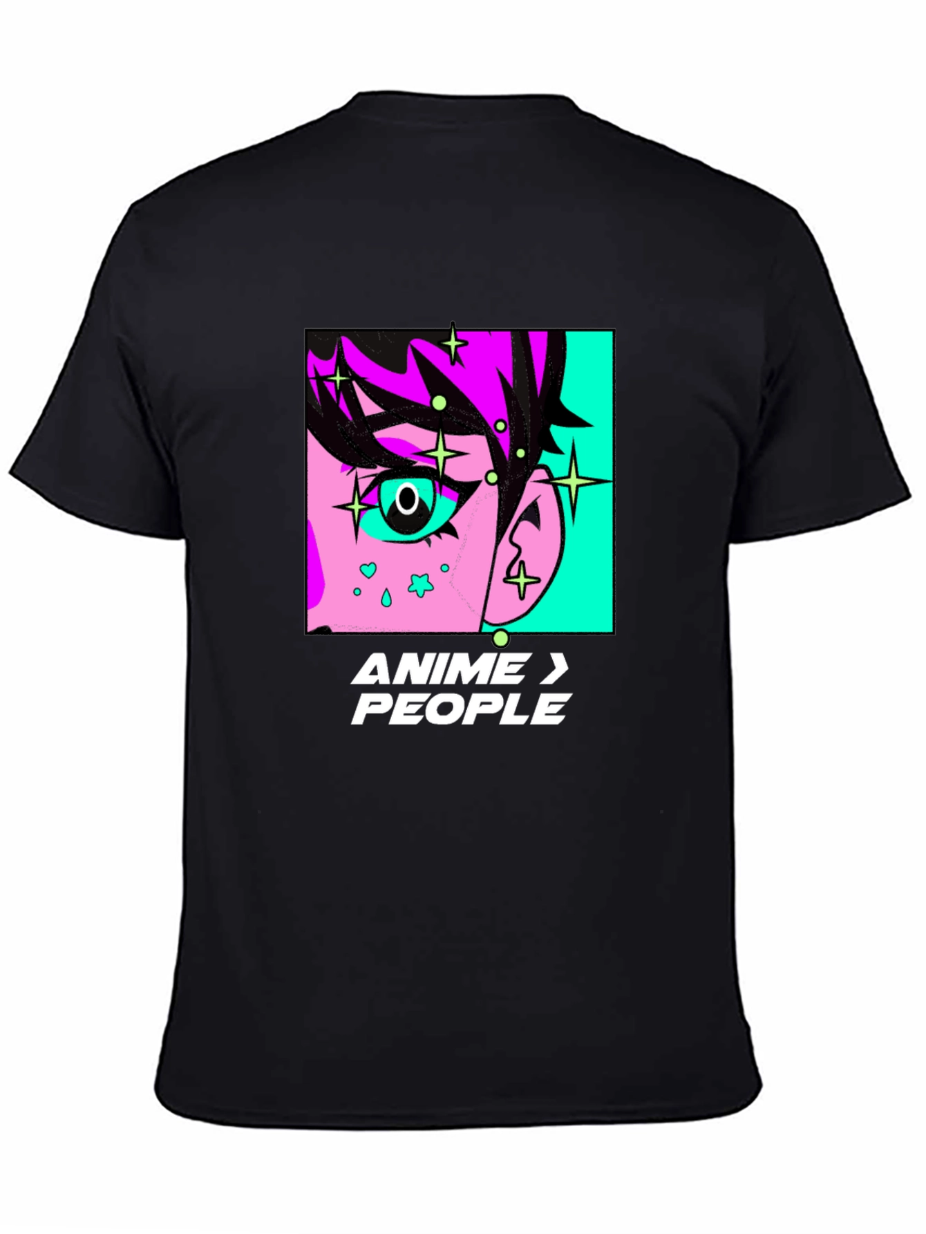 Anime > People Black Graphic T-Shirt