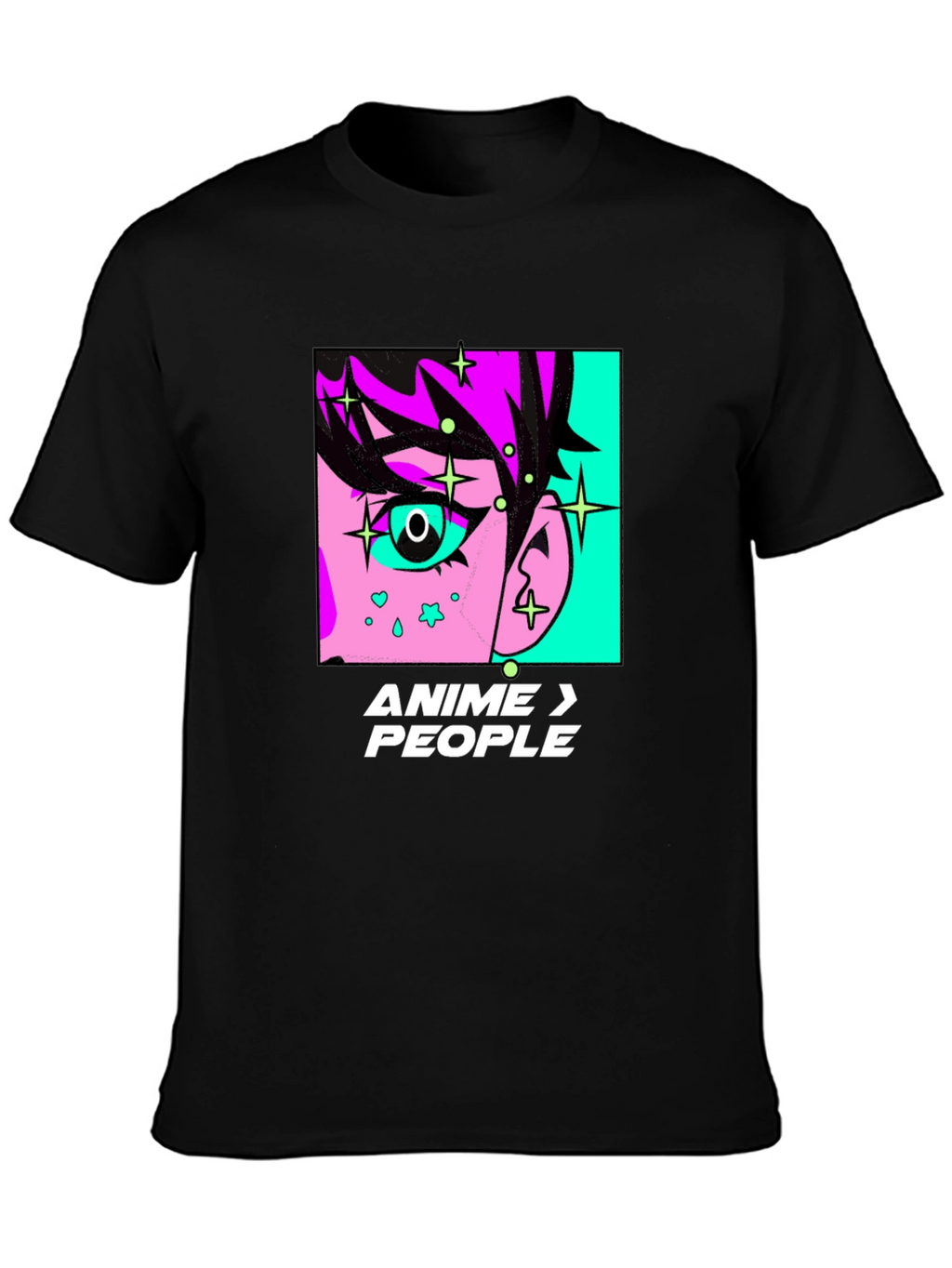Anime > People Black Graphic T-Shirt
