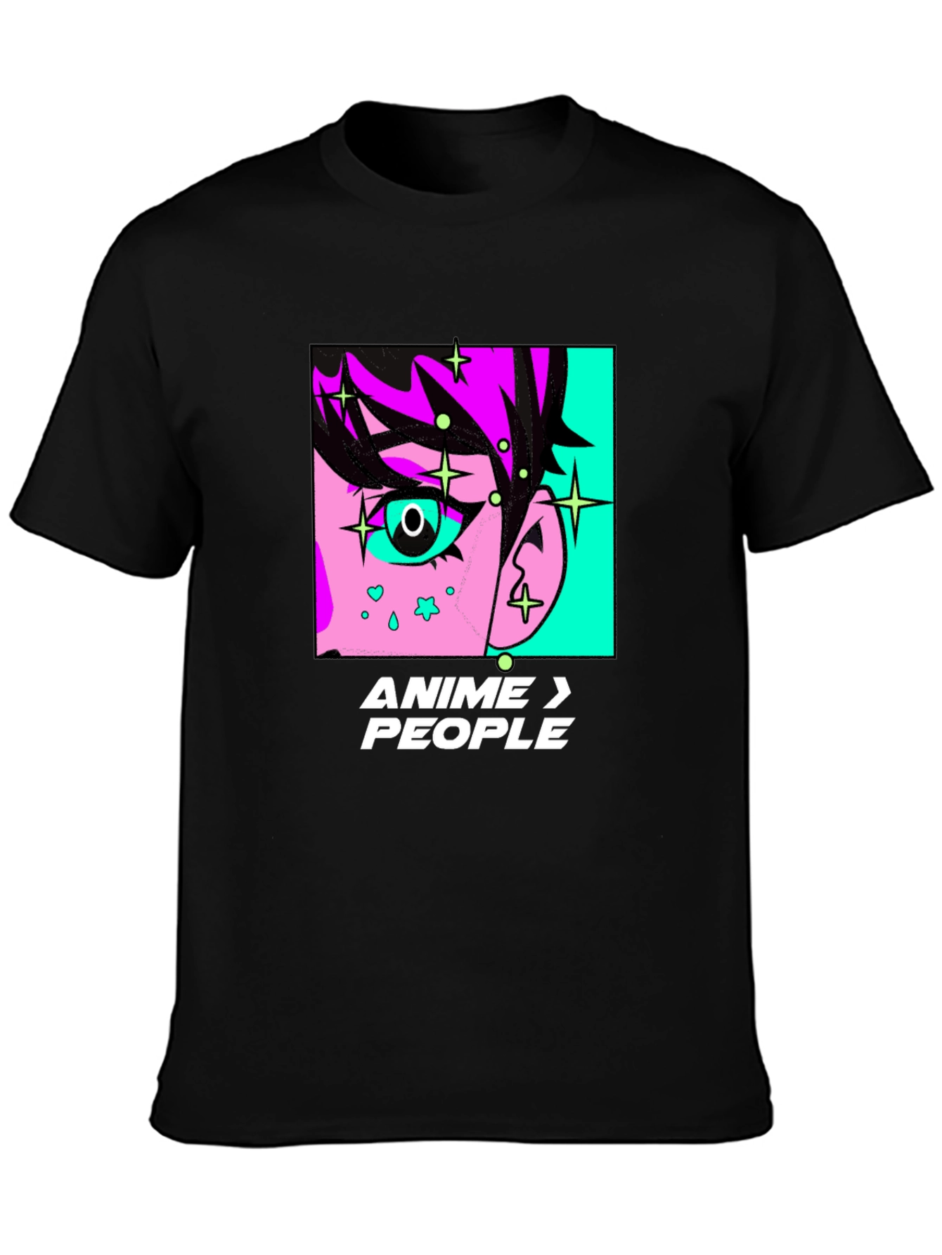 Anime > People Black Graphic T-Shirt