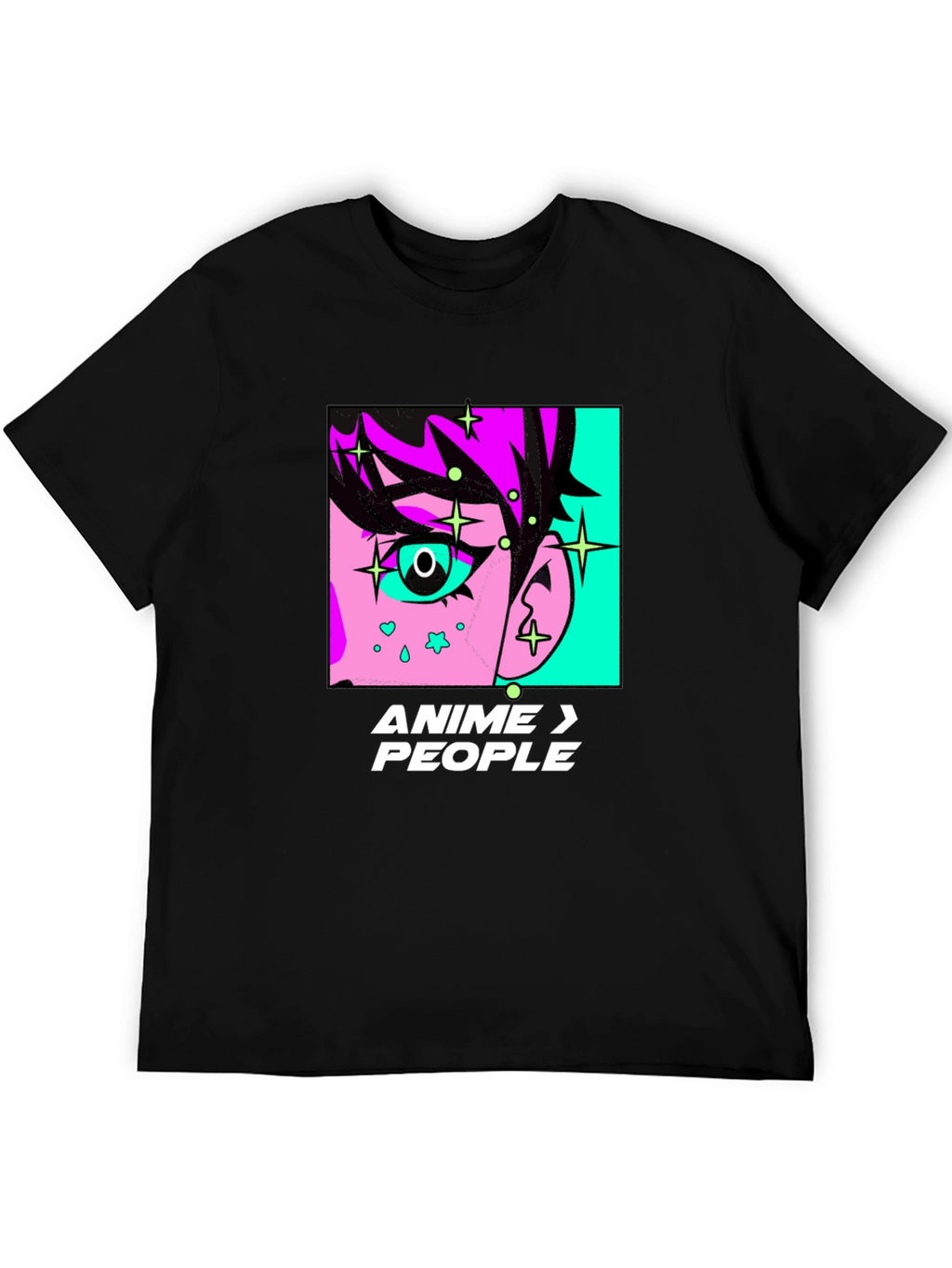 Anime > People Black Graphic T-Shirt
