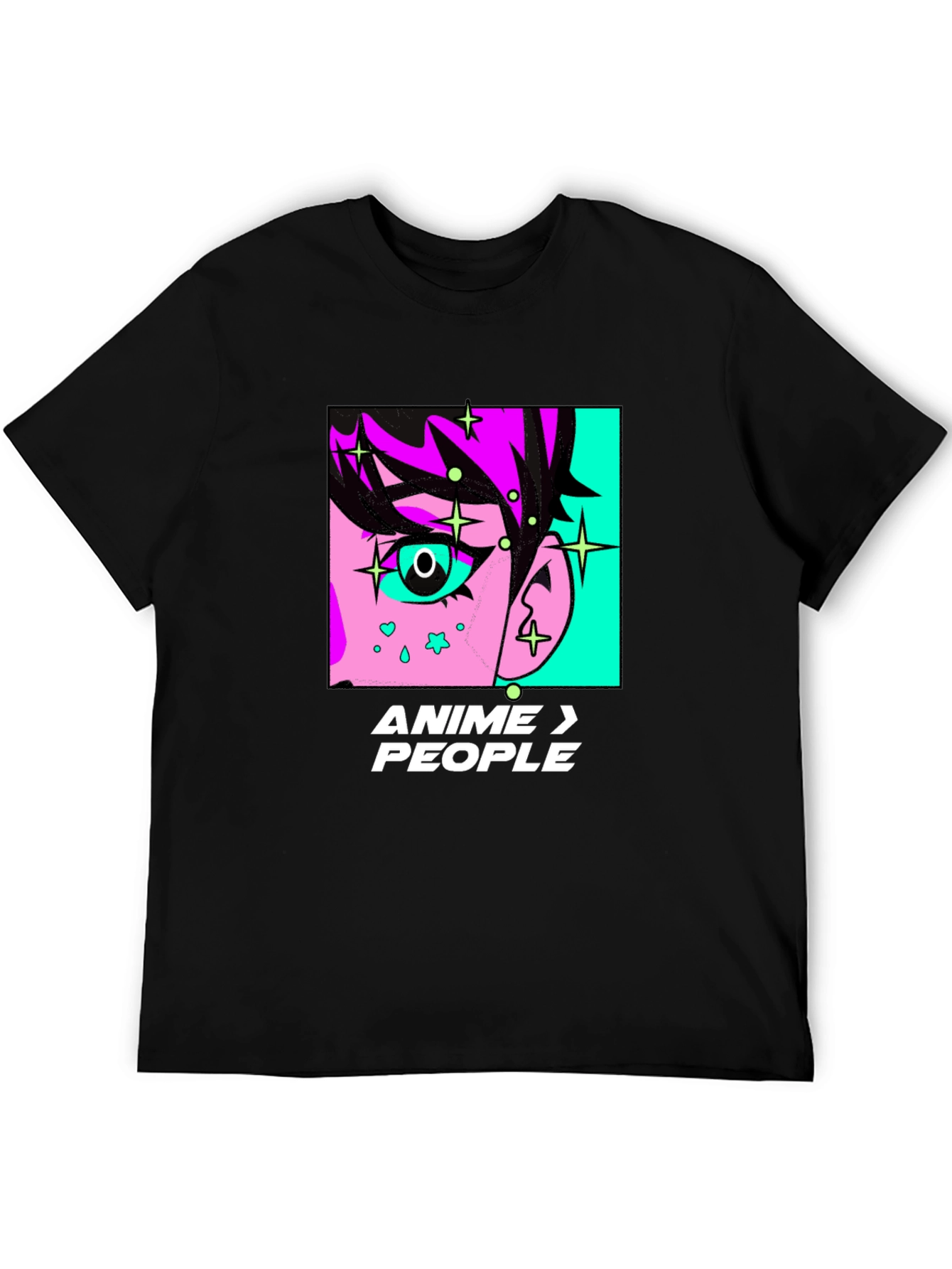 Anime > People Black Graphic T-Shirt