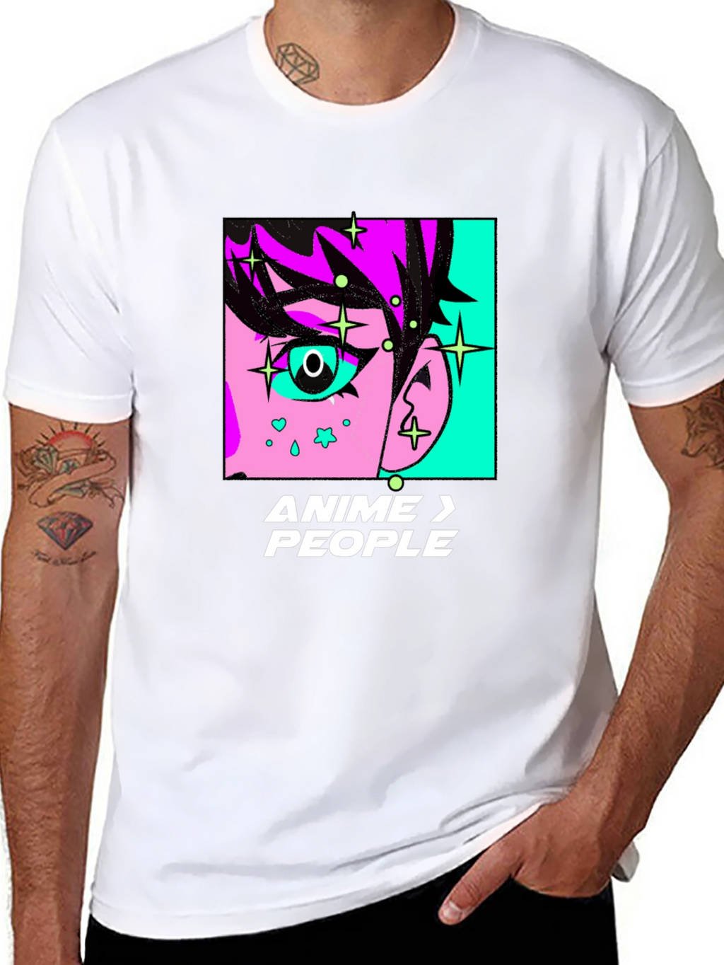 Anime > People Black Graphic T-Shirt