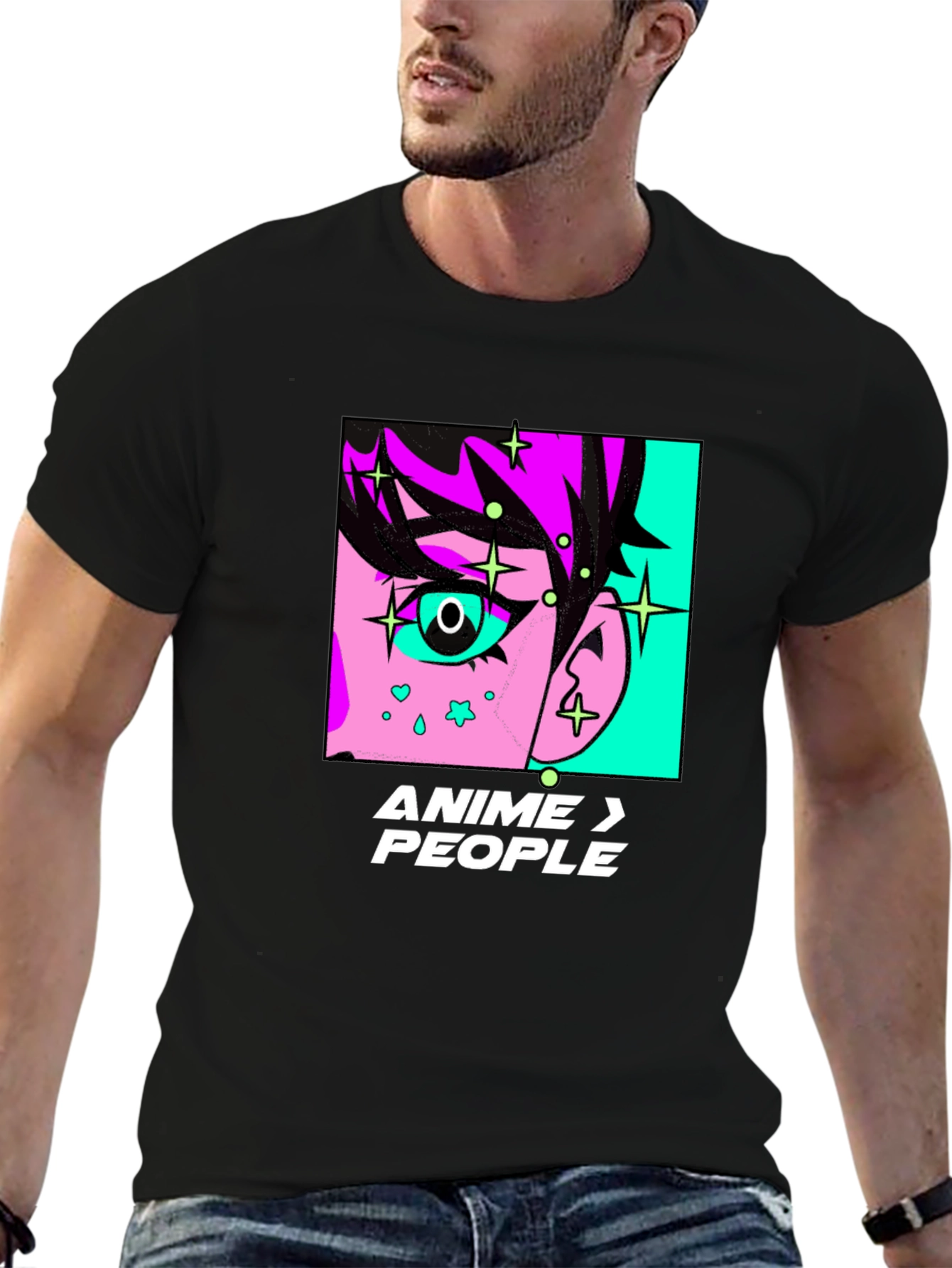 Anime > People Black Graphic T-Shirt