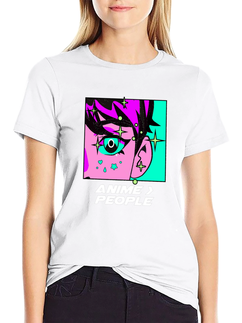Anime > People Black Graphic T-Shirt