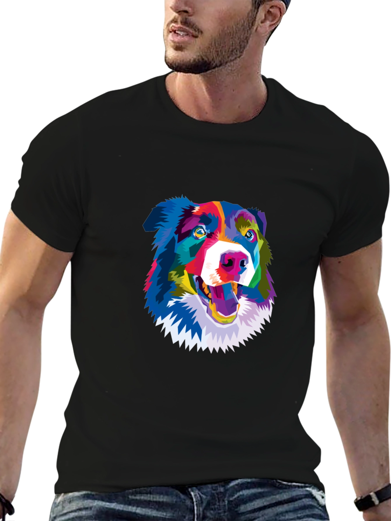 Colorful Dog Graphic Tee - Stylish Comfort