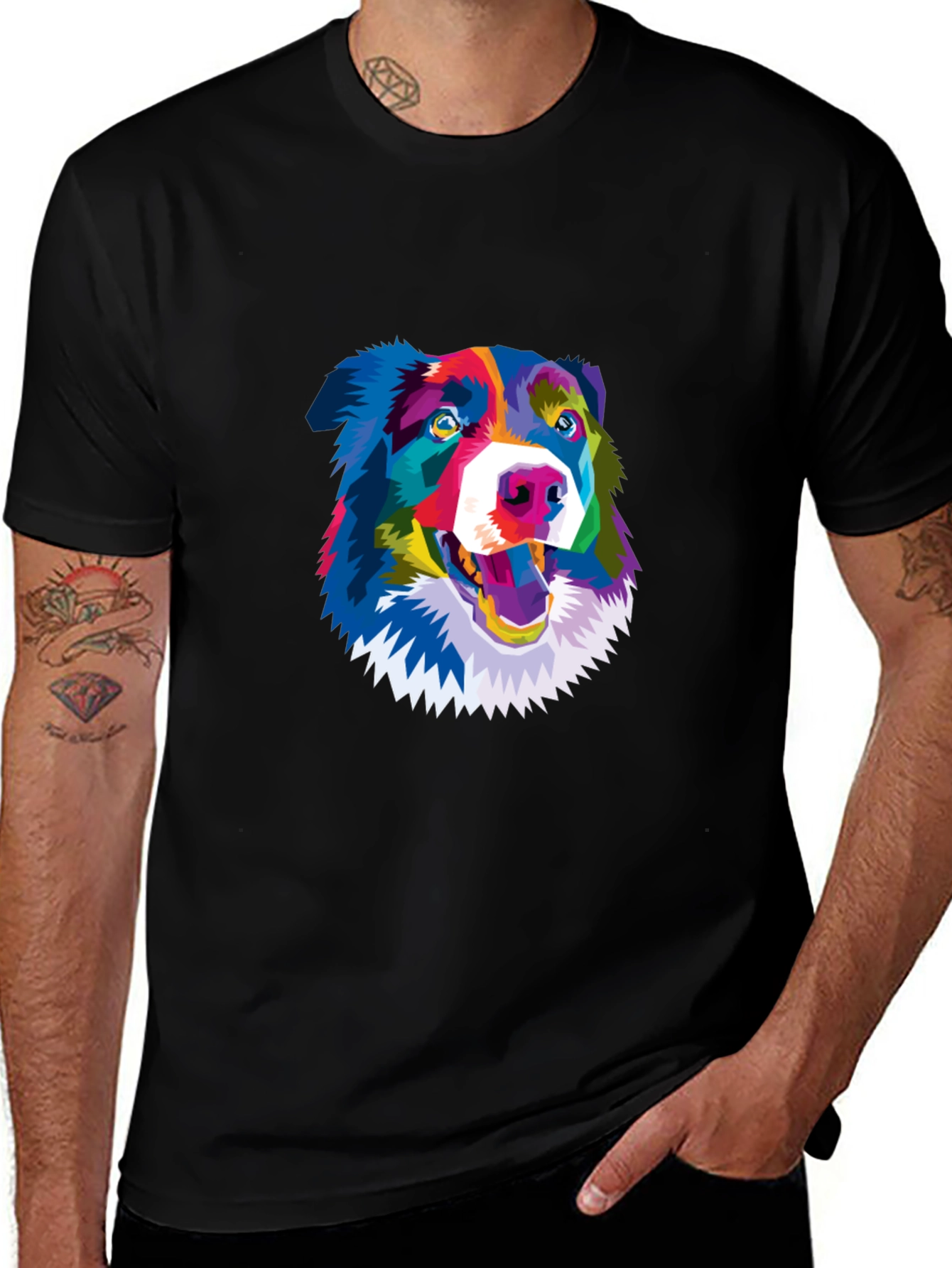 Colorful Dog Graphic Tee - Stylish Comfort