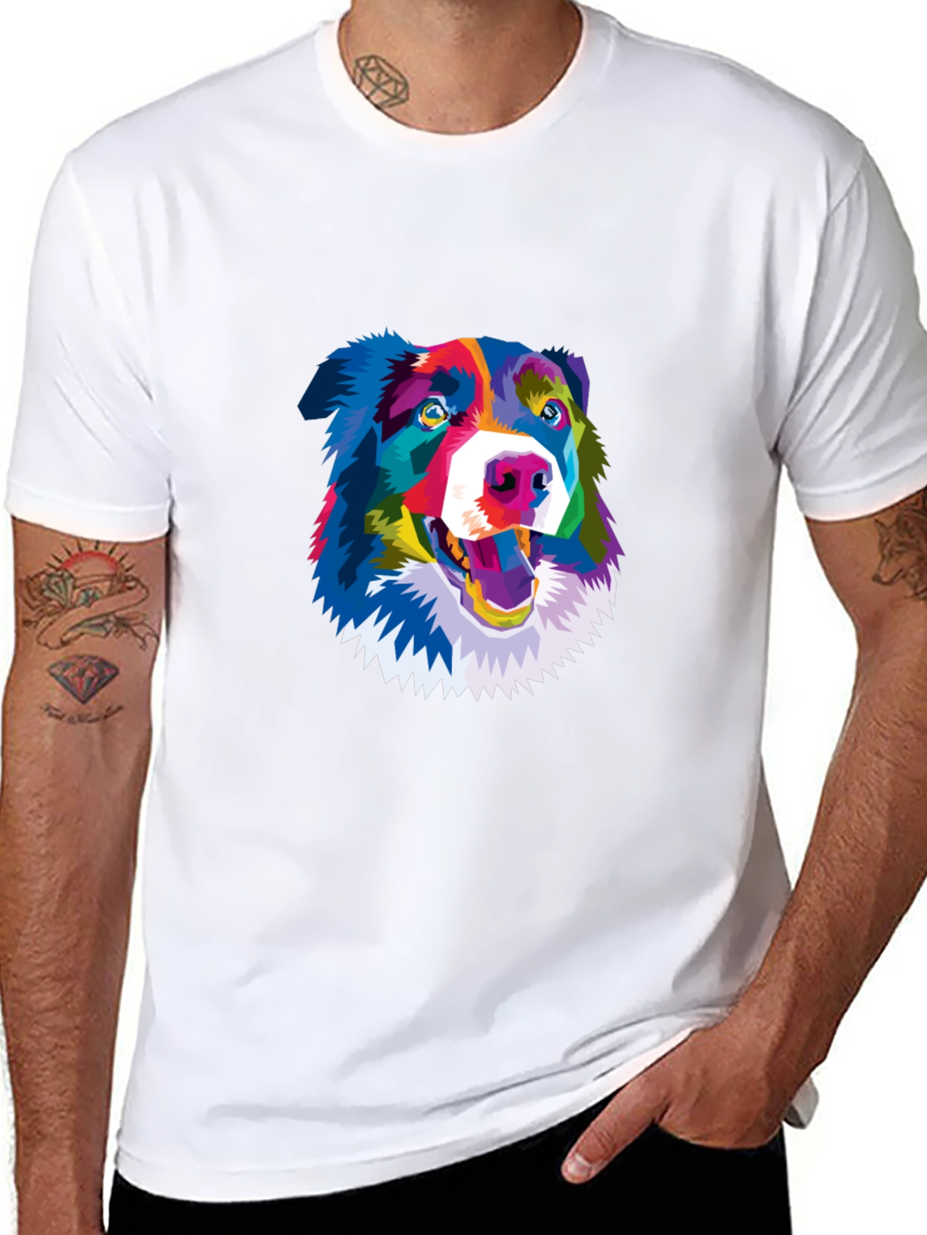Colorful Dog Graphic Tee - Stylish Comfort