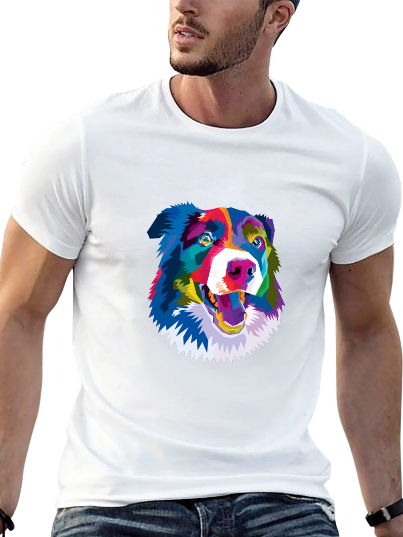 Colorful Dog Graphic Tee - Stylish Comfort