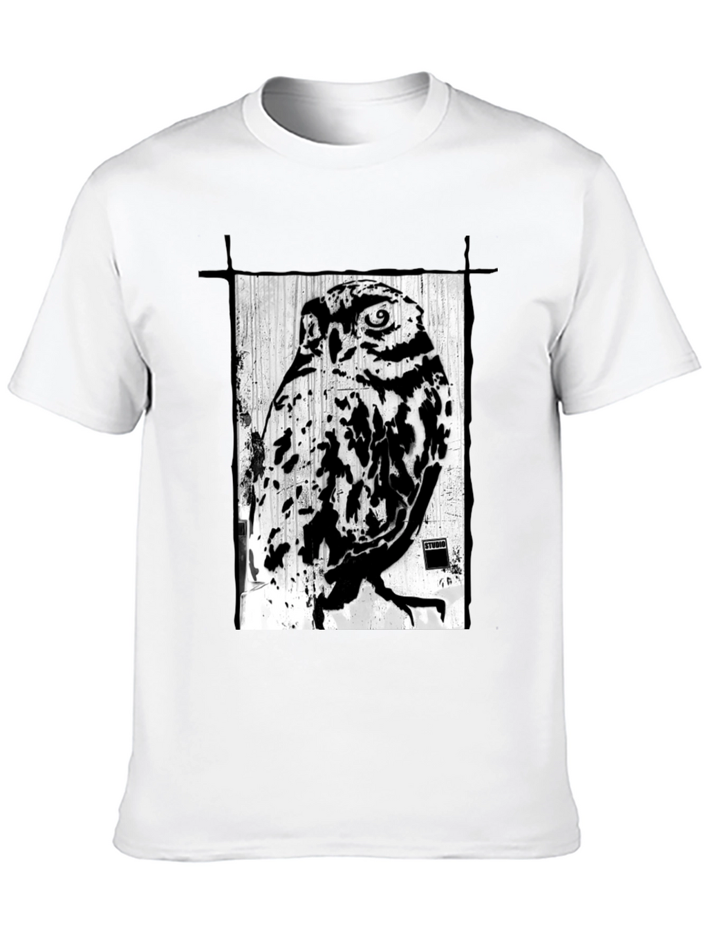 Black T-Shirt with Owl Graphic Print