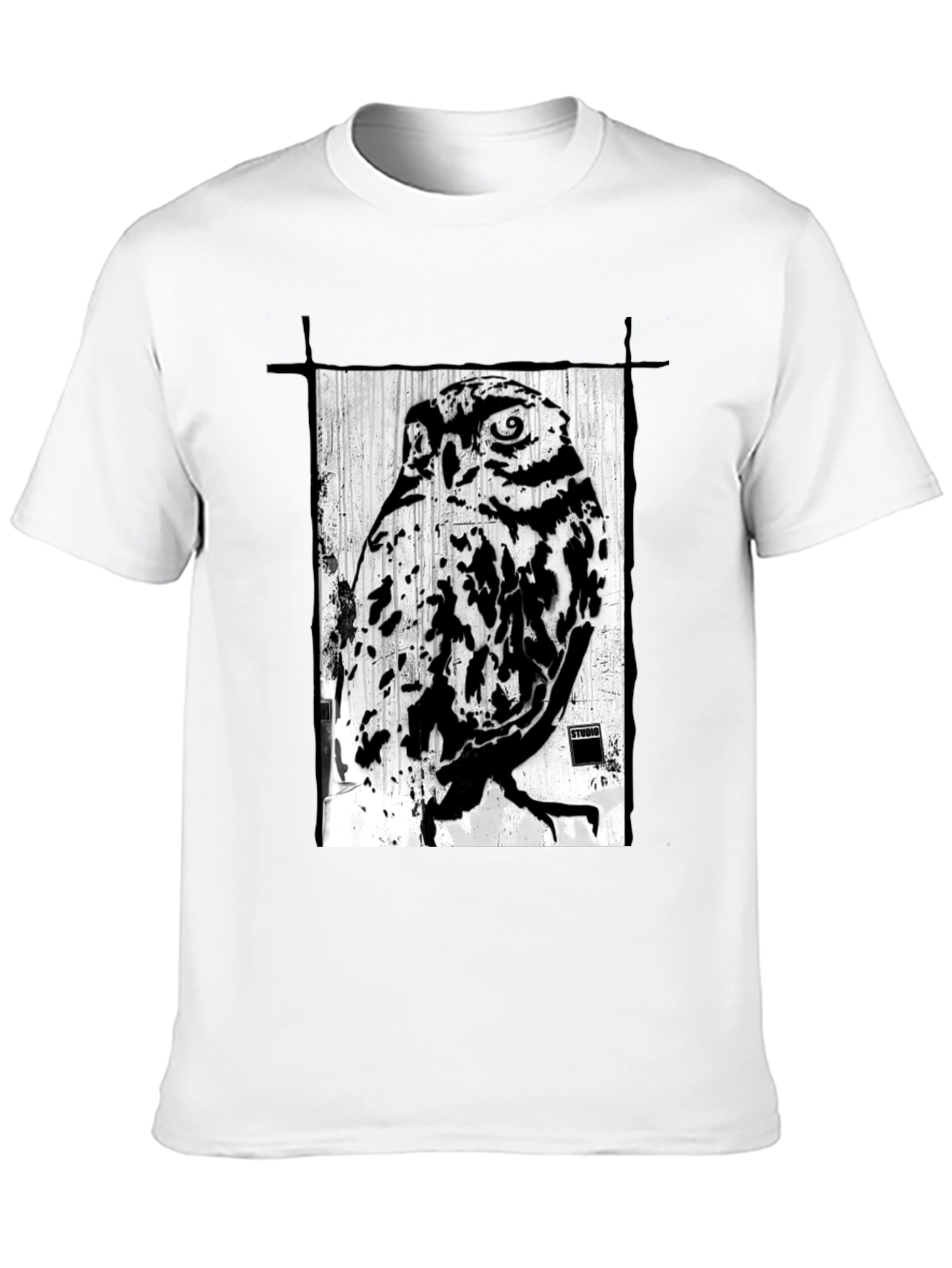 Black T-Shirt with Owl Graphic Print