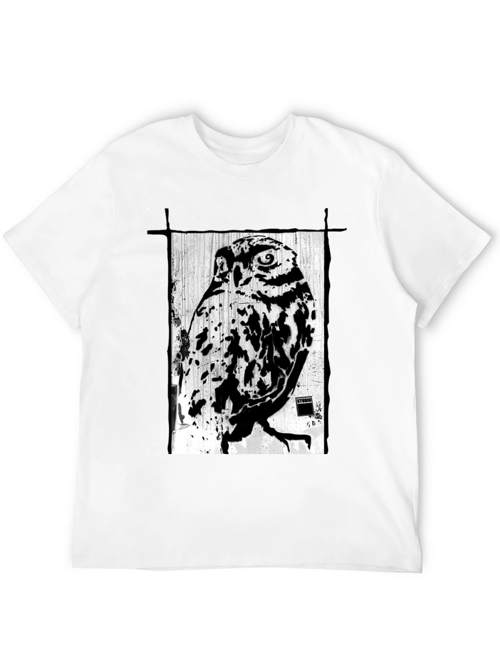 Black T-Shirt with Owl Graphic Print