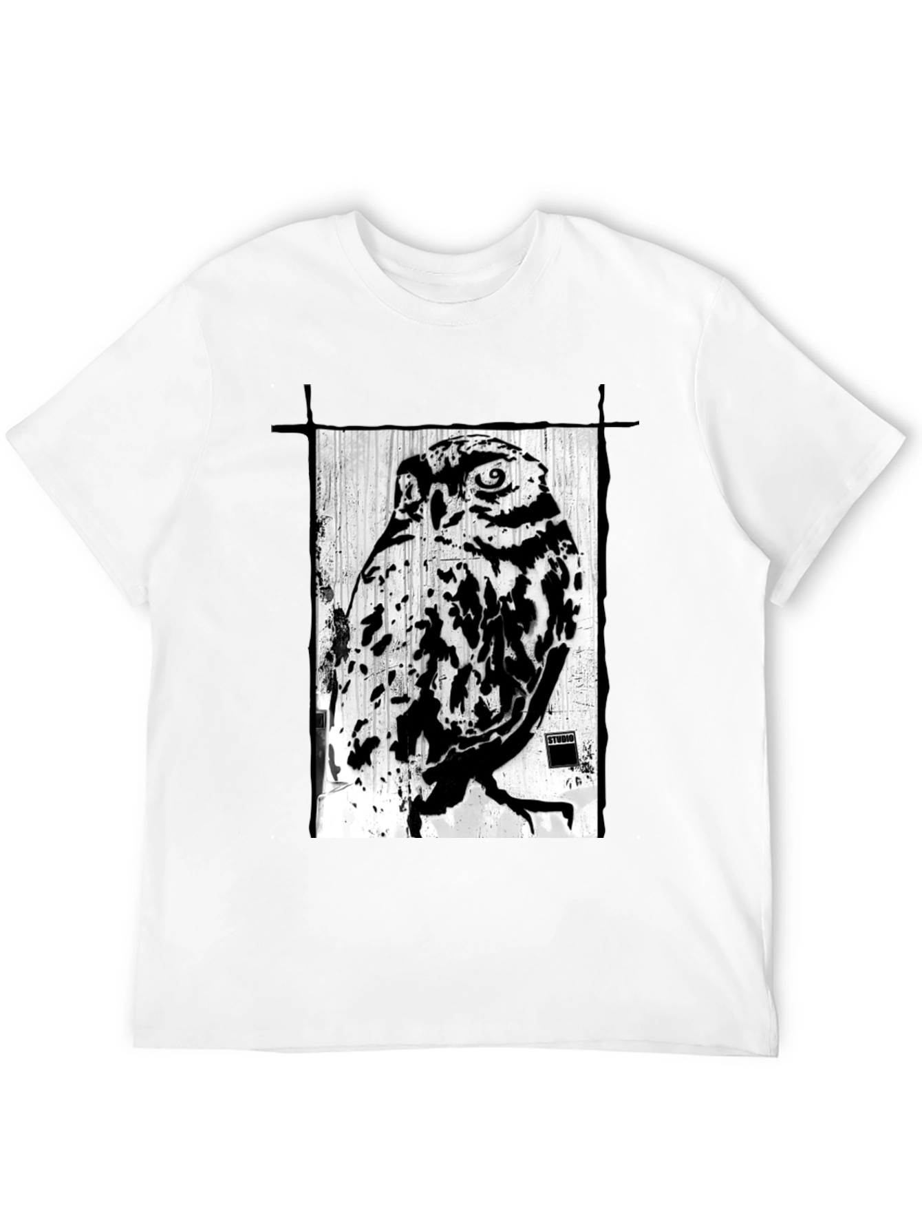 Black T-Shirt with Owl Graphic Print