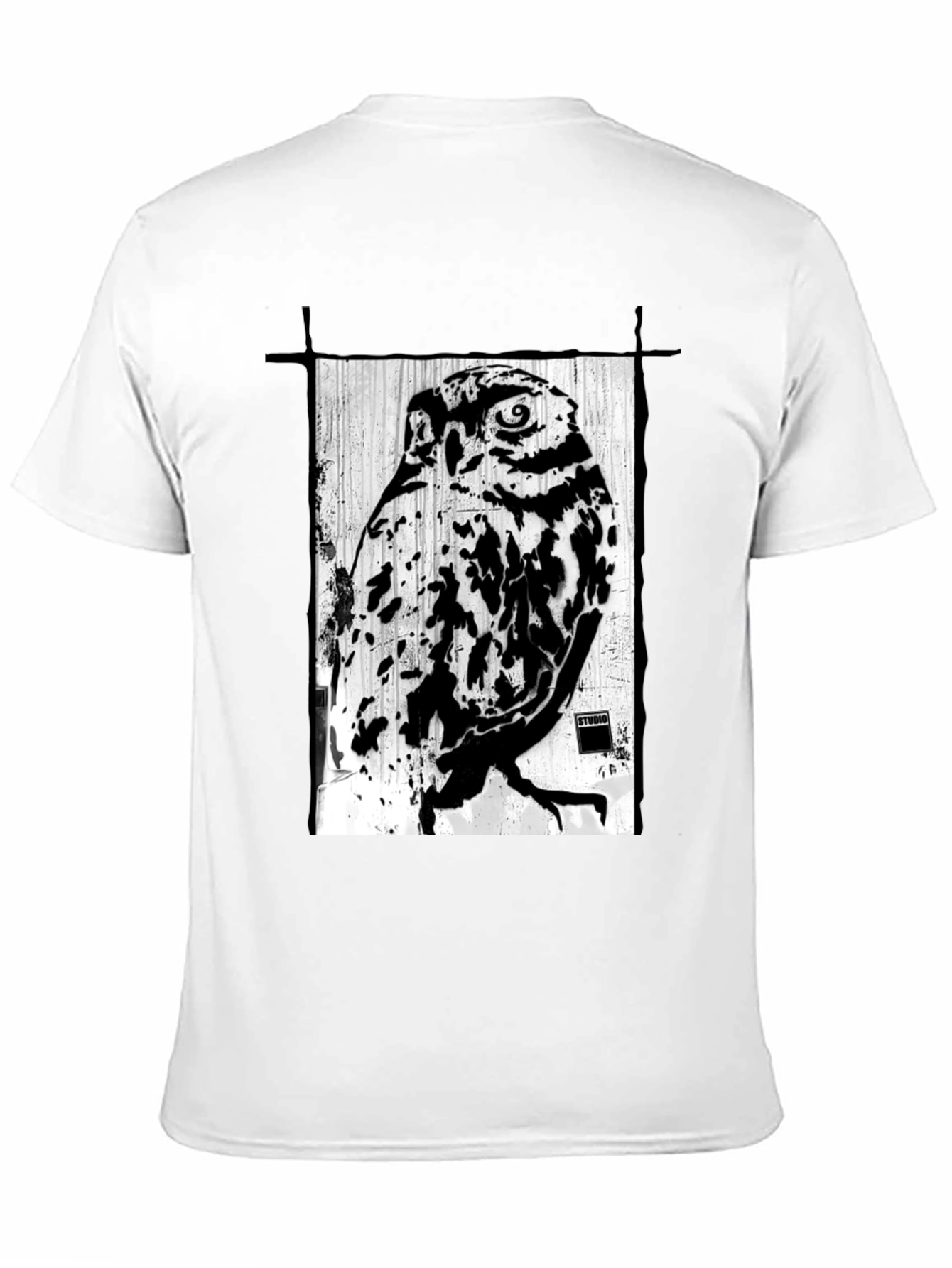 Black T-Shirt with Owl Graphic Print