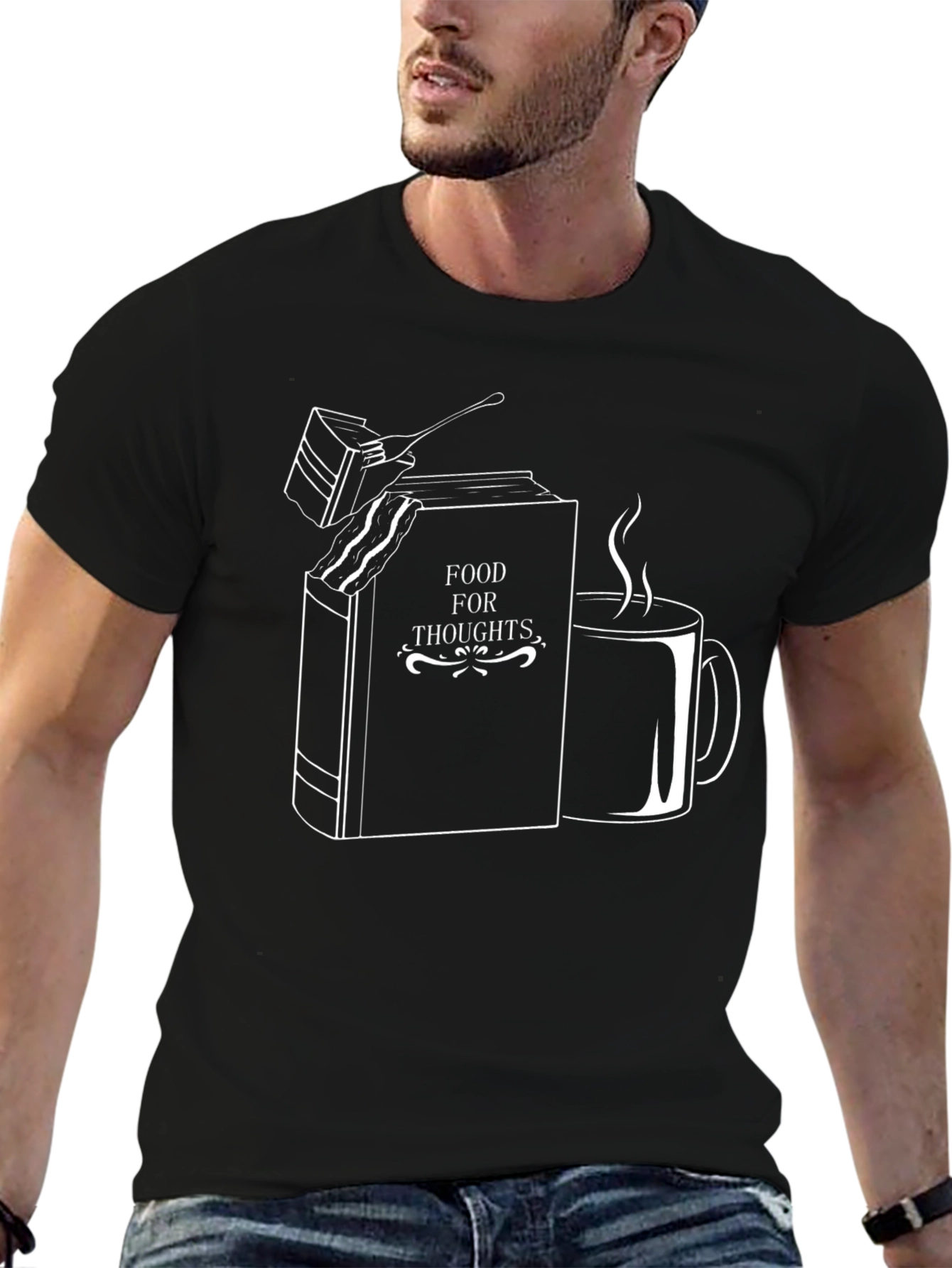 Food For Thoughts Black Graphic T-Shirt